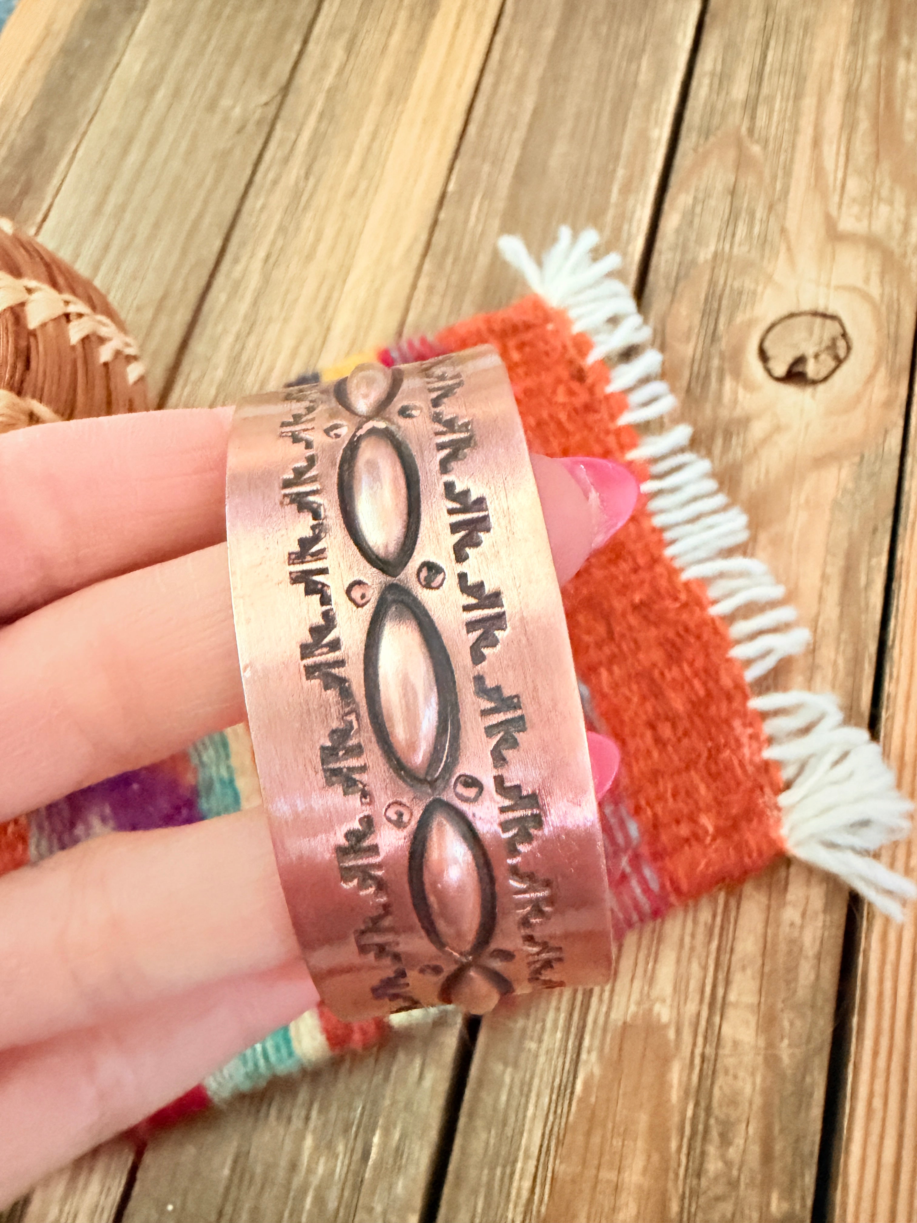 Handcrafted Copper Cuff Bracelet by Elvira Bill