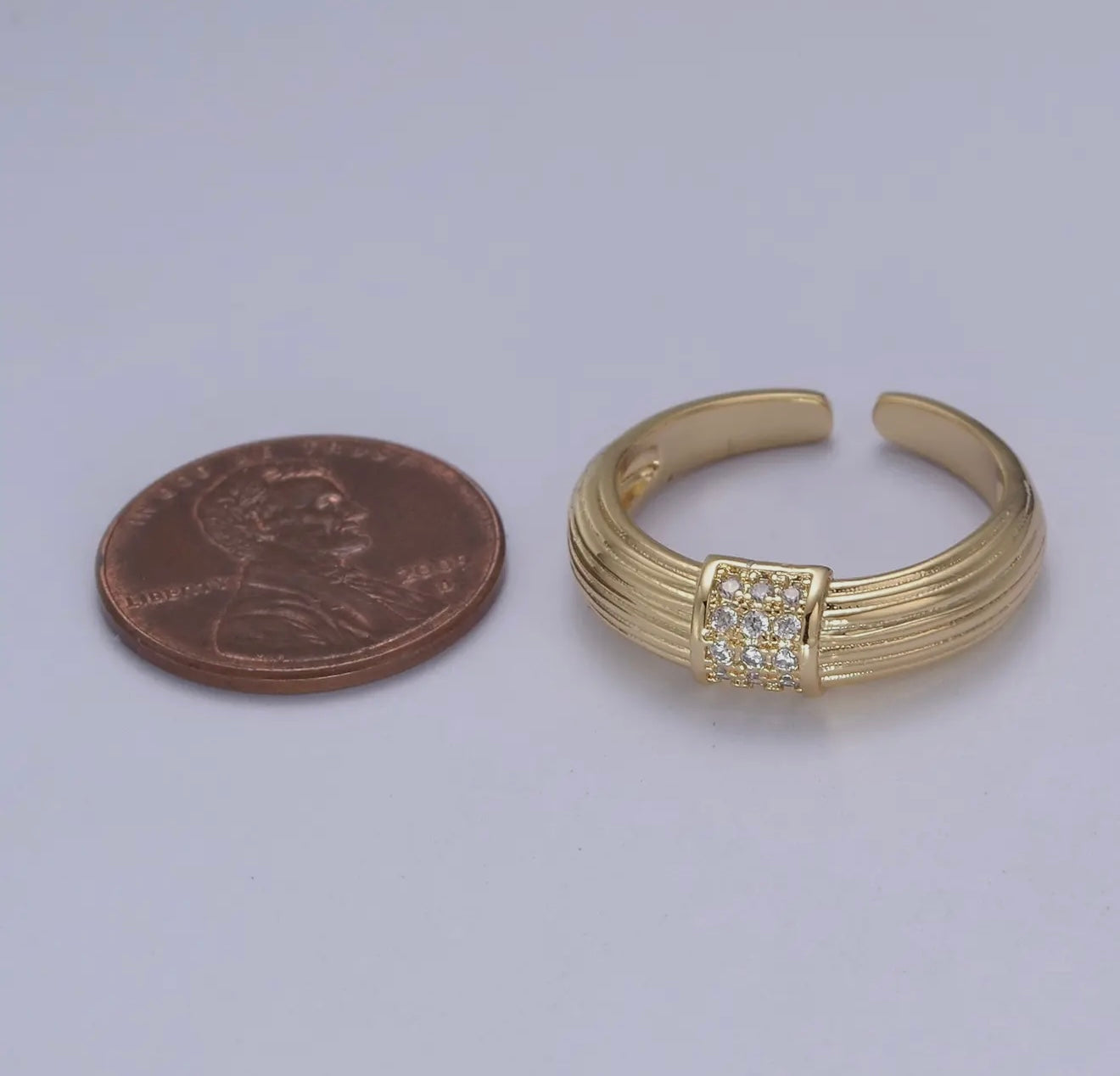“The Golden Collection” Handmade Gold Plated CZ Adjustable Ring