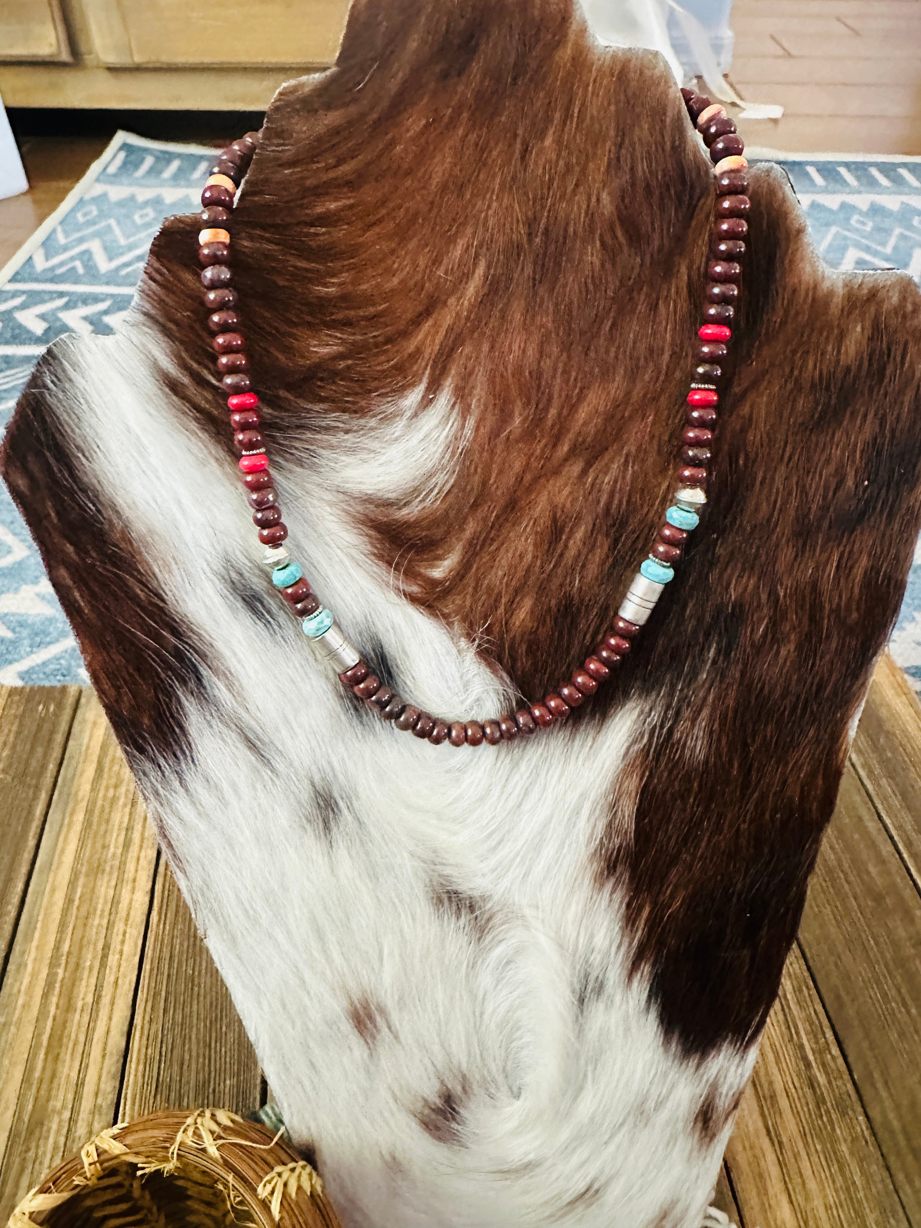 Handcrafted Multi Stone & Sterling Silver Beaded 16” Necklace by T & R Singer