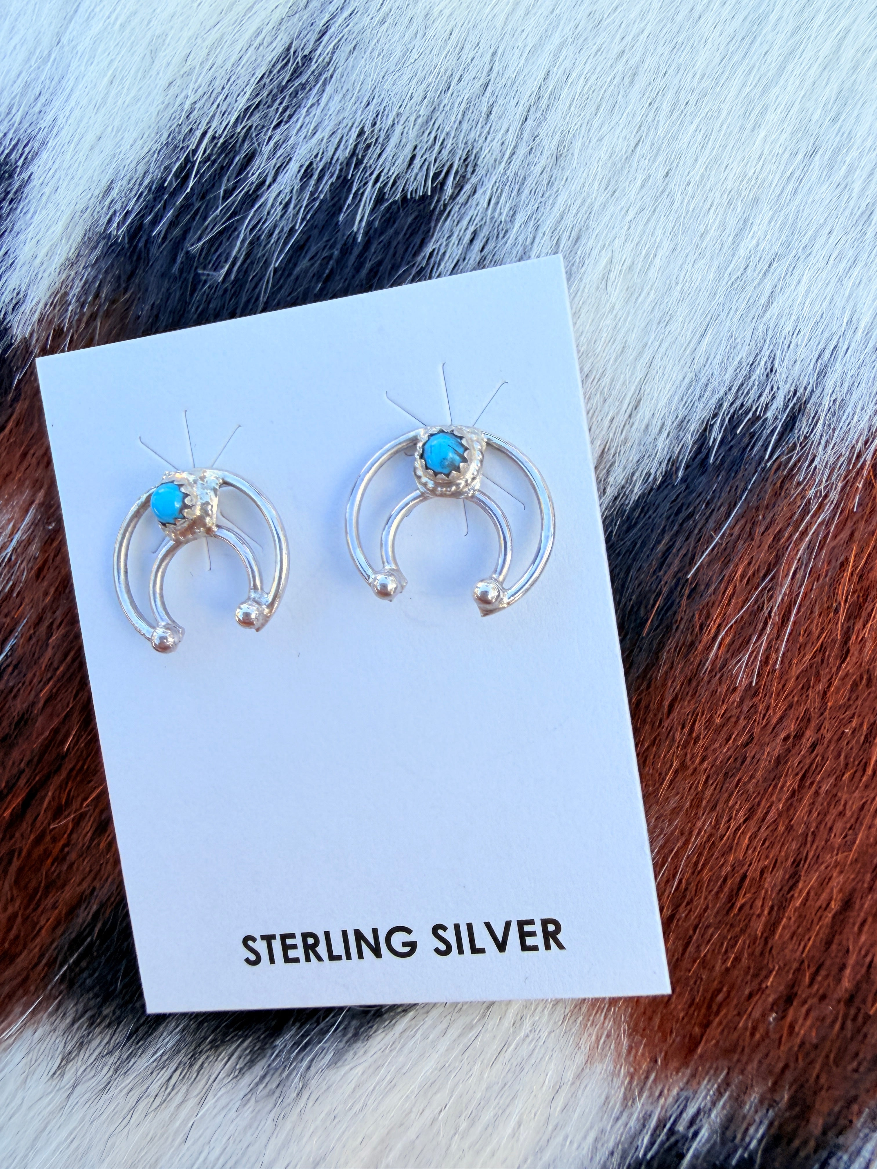 Handcrafted Sterling Silver & Turquoise Naja Stud Earrings
