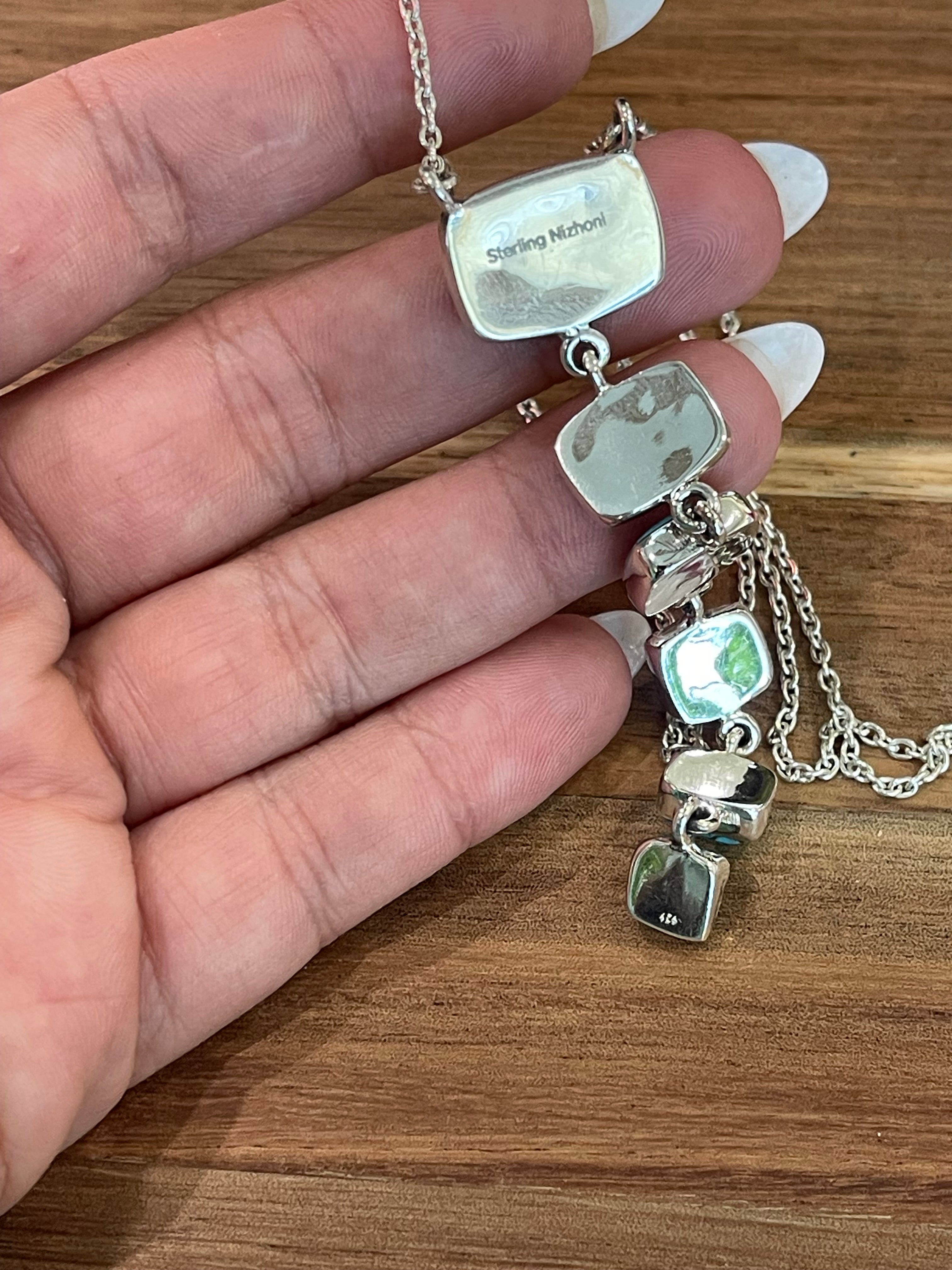 Handmade Sterling Silver, Turquoise Drop Necklace