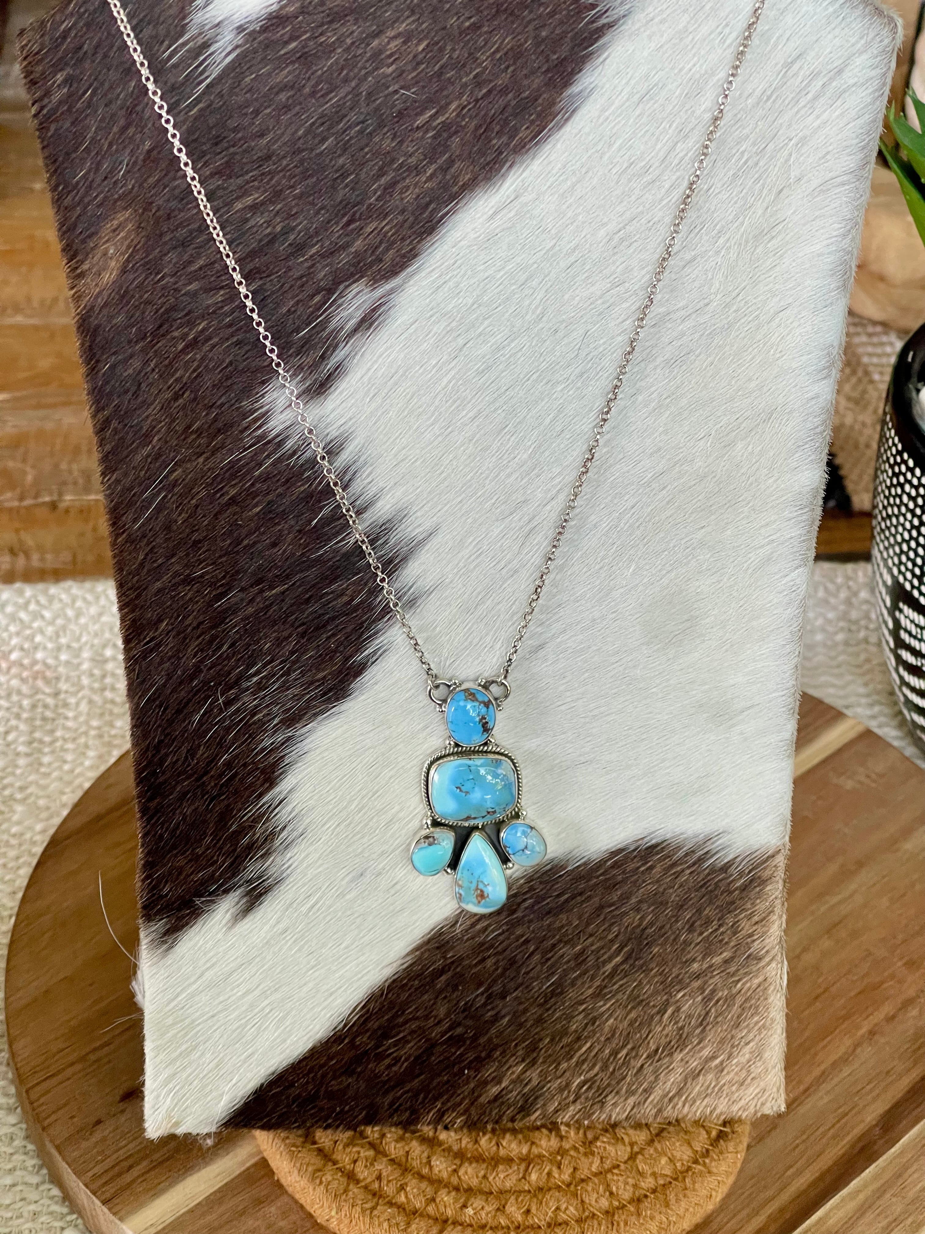 Handcrafted Sterling Silver & Golden Hills Cluster Necklace