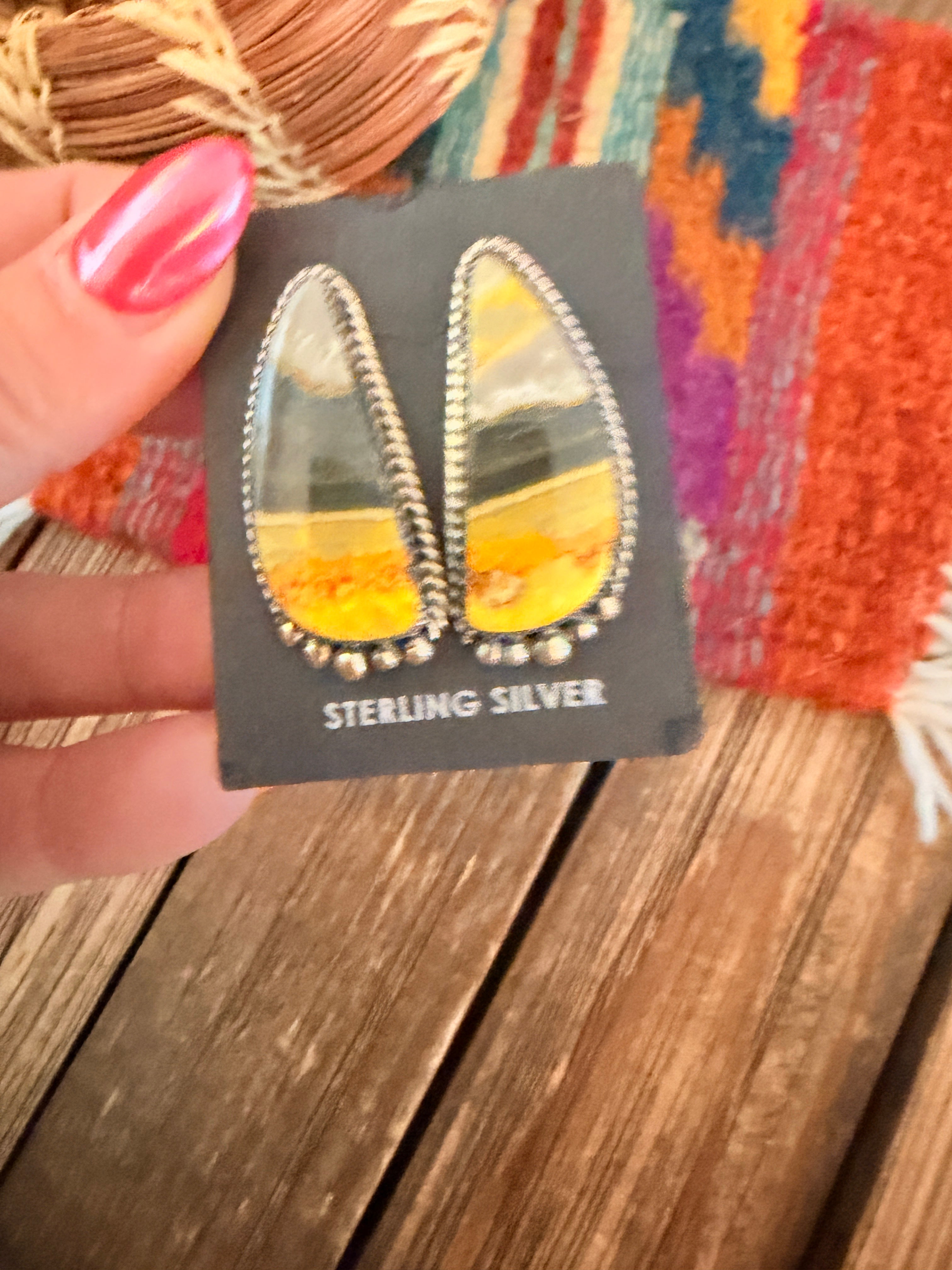 Handcrafted Bumblebee & Sterling Silver Post Earrings