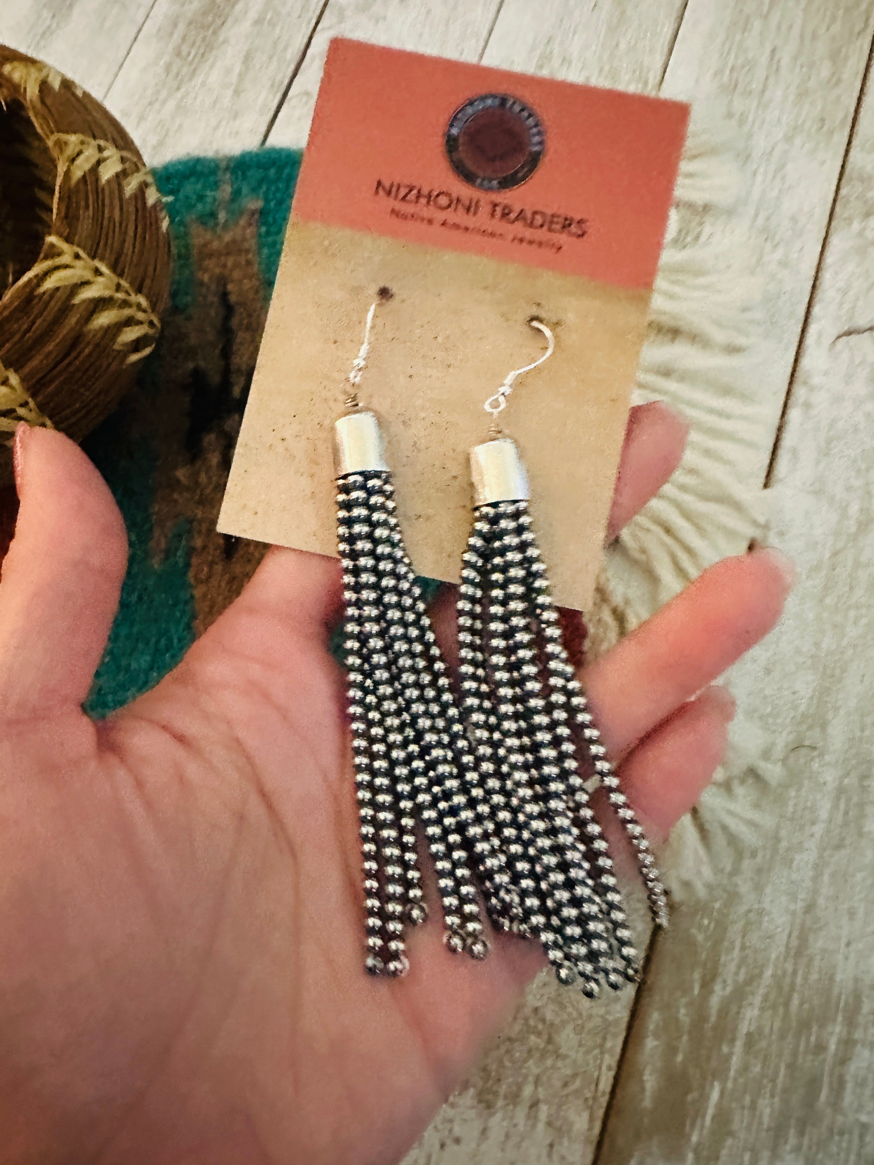 Handcrafted Sterling Silver Pearl Beaded Tassel Dangle Earrings