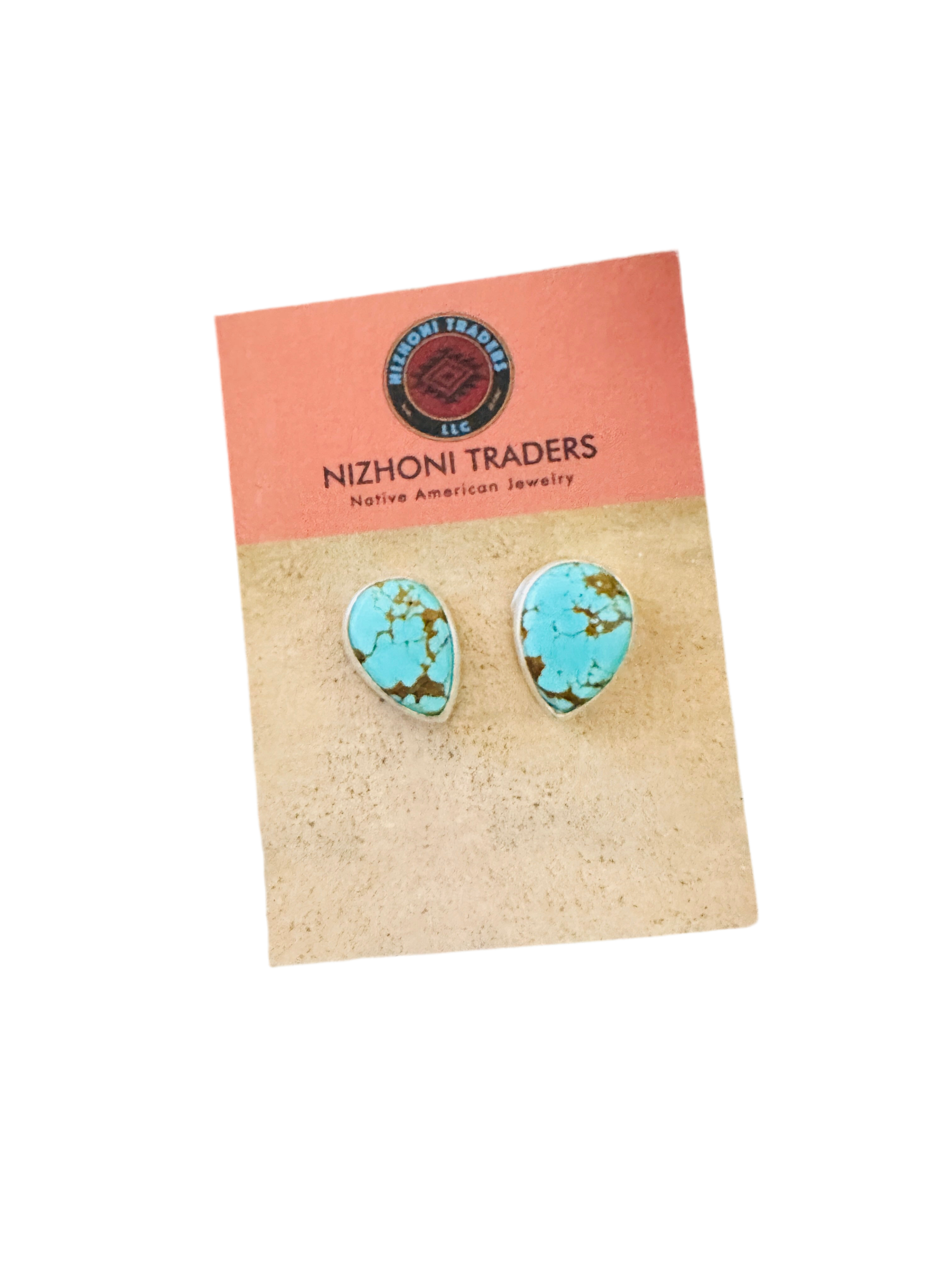 Navajo Turquoise & Sterling Silver Teardrop Post Earrings