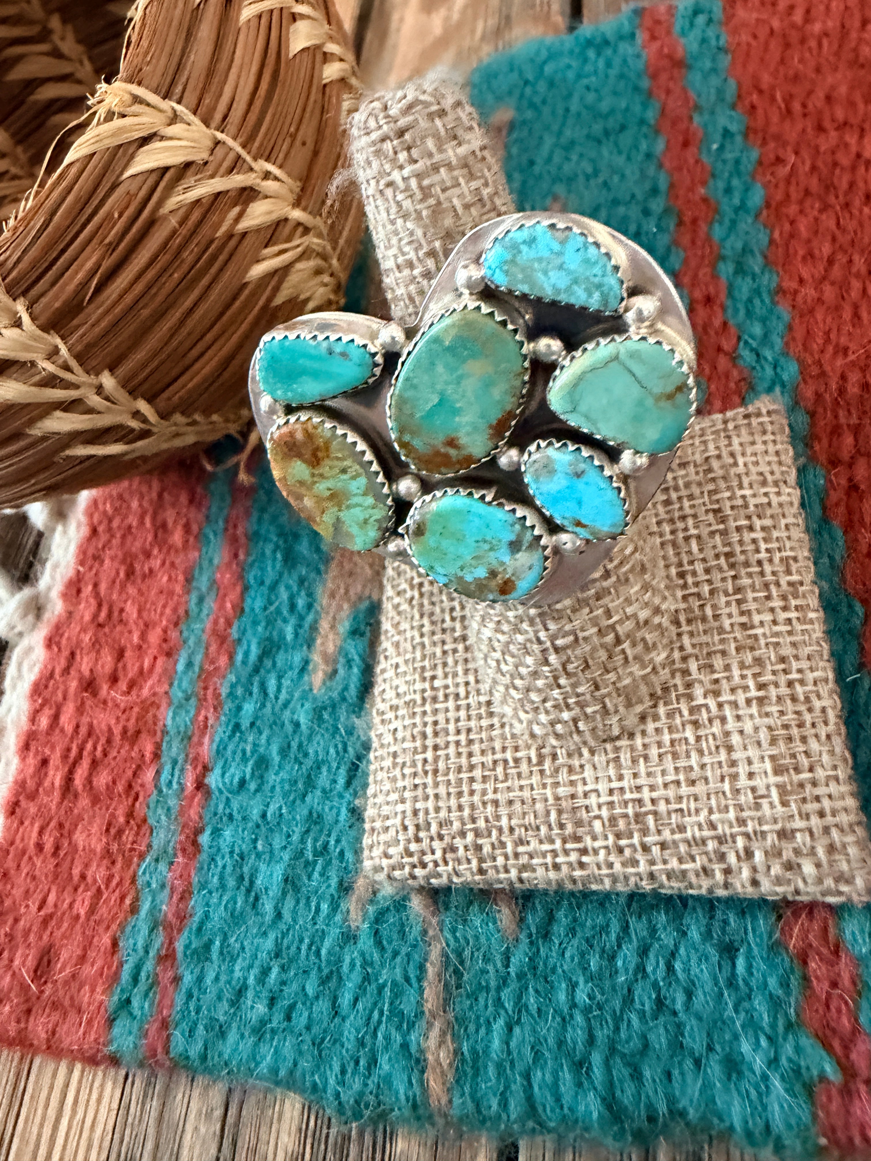 Handcrafted Turquoise & Sterling Silver Adjustable Heart Ring by Jacqueline Silver