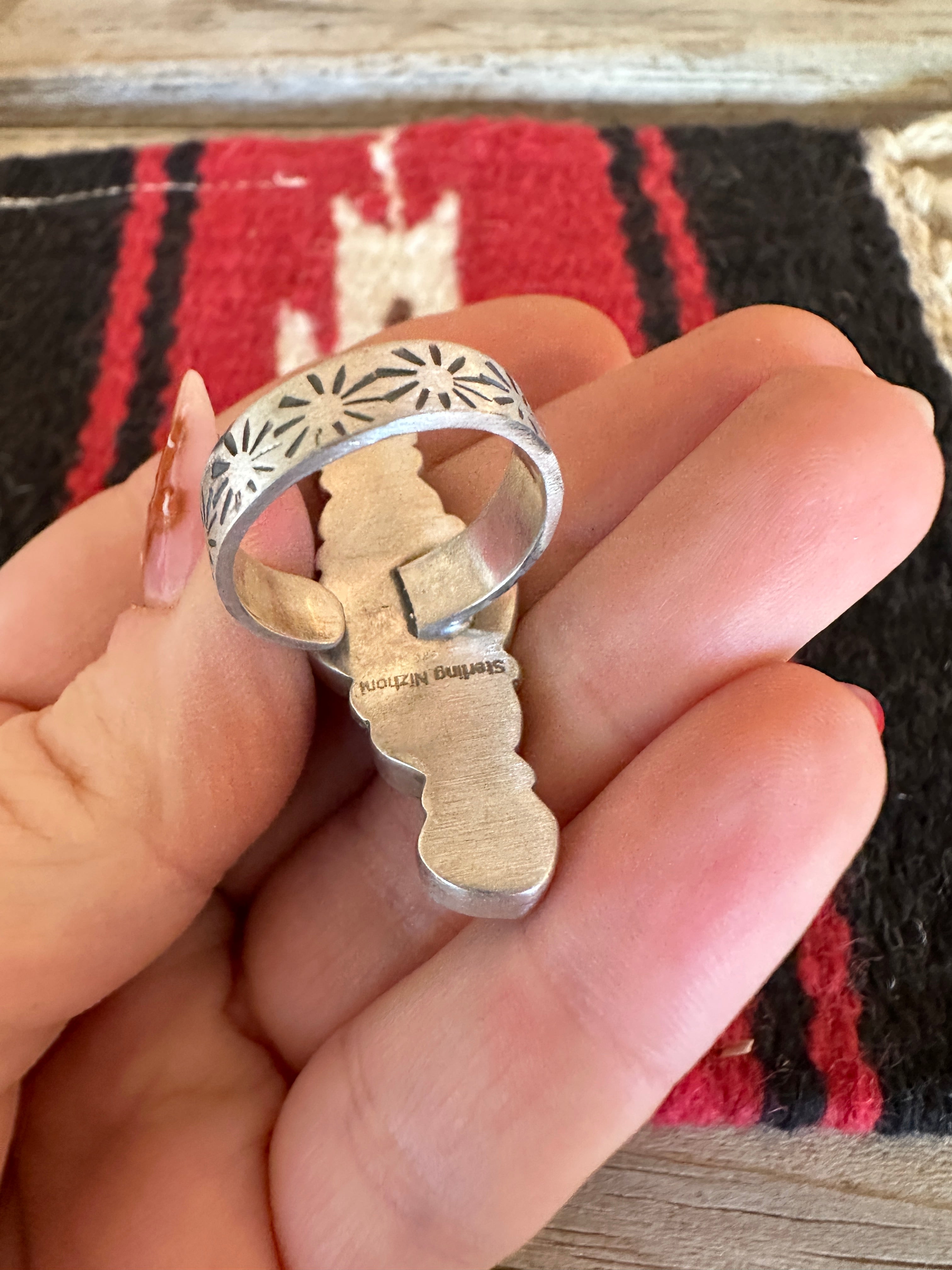 Beautiful Handmade Sonoran Mountain Turquoise And Sterling Silver Adjustable Cluster Ring