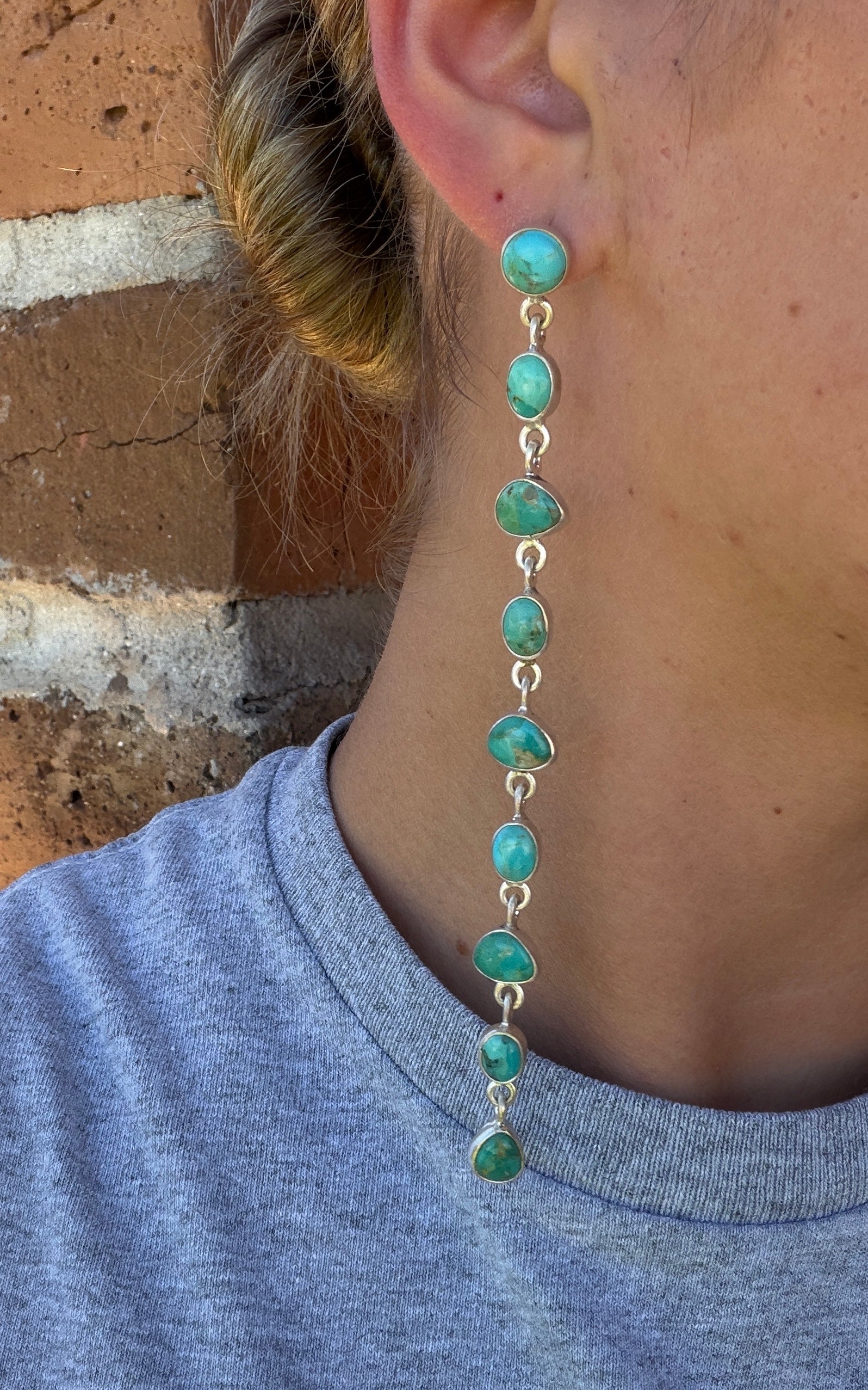 Cassidy Collection Handmade Honky Tonk Natural Royston Turquoise and Sterling Silver Dangles