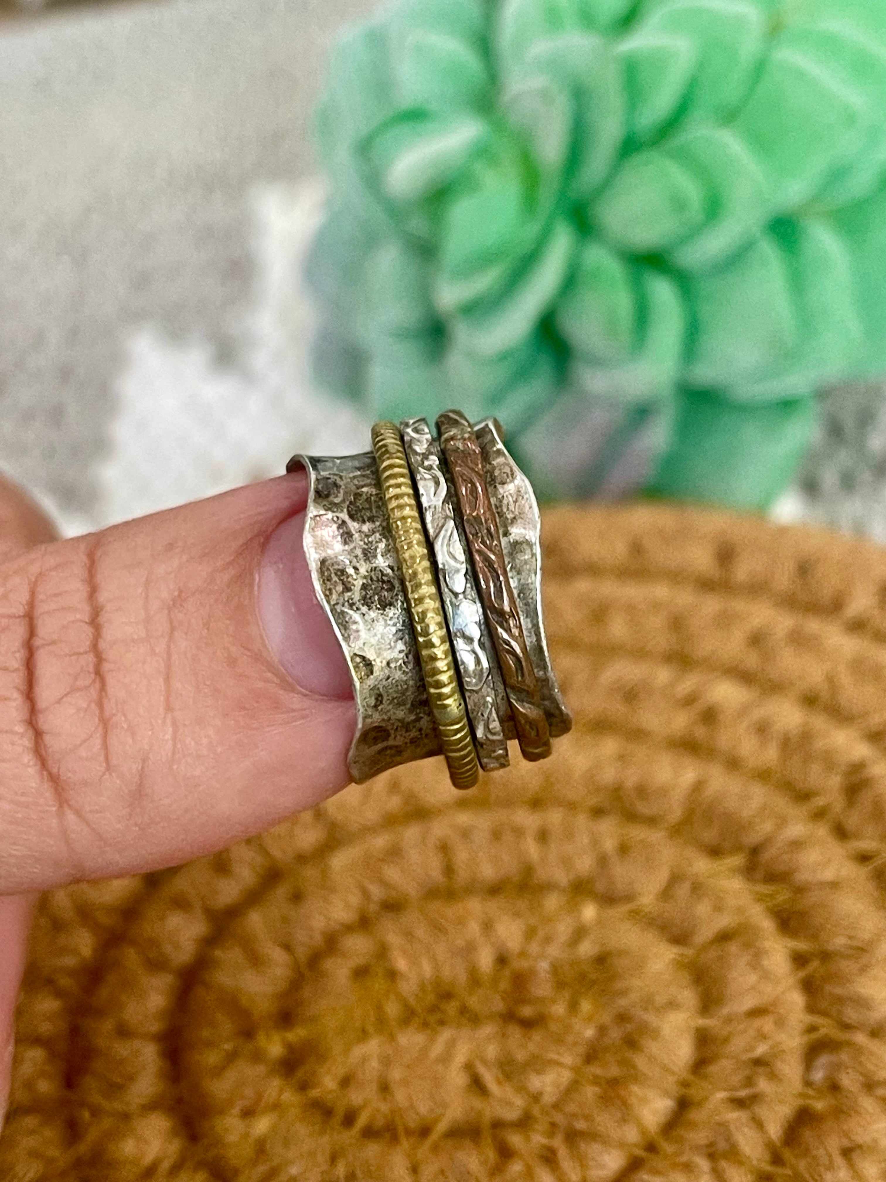 Vintage Handmade Copper Stacked Ring Sz 5.75