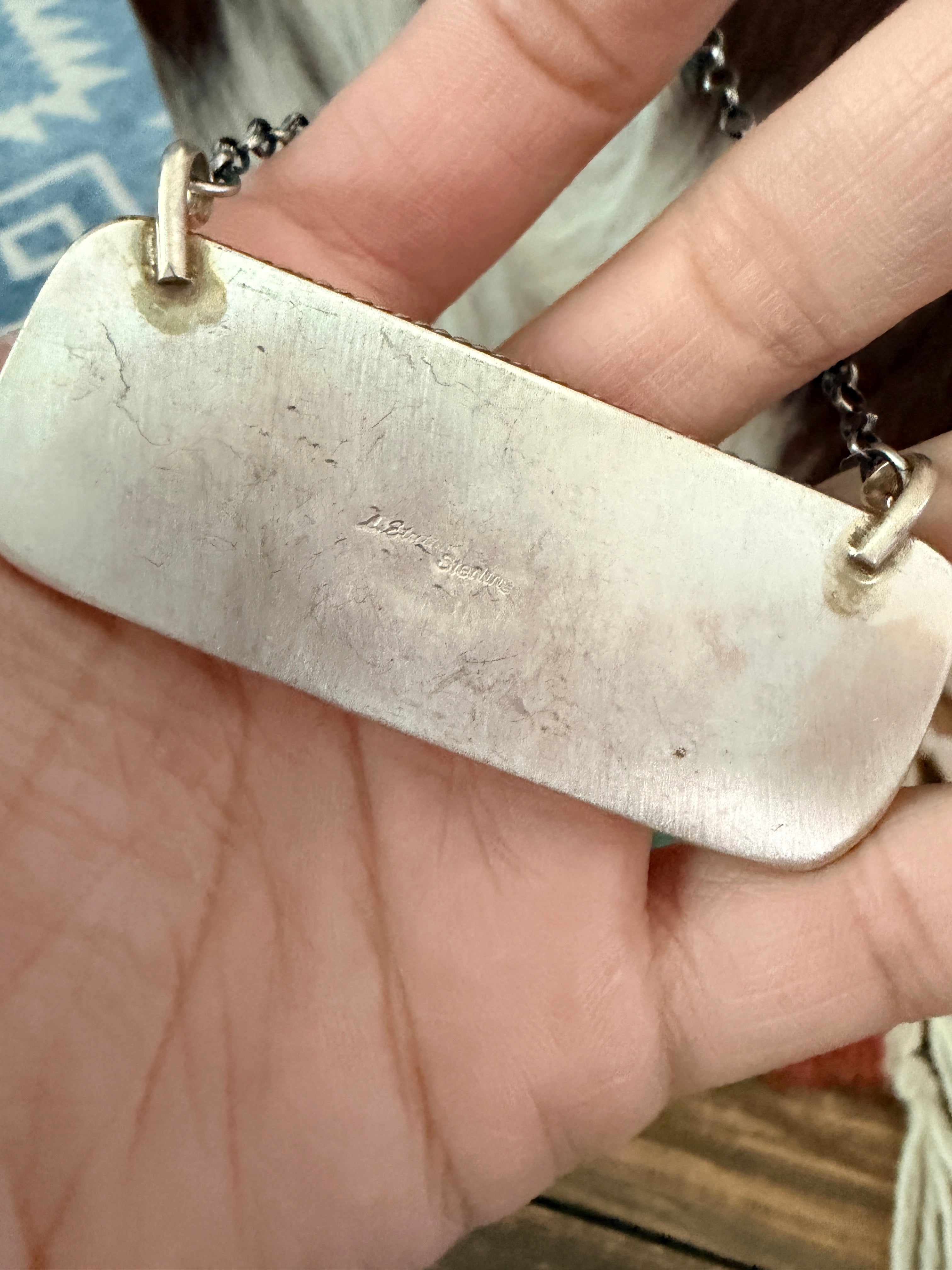 Handcrafted Cotton Candy & Sterling Silver Bar Necklace 18"
