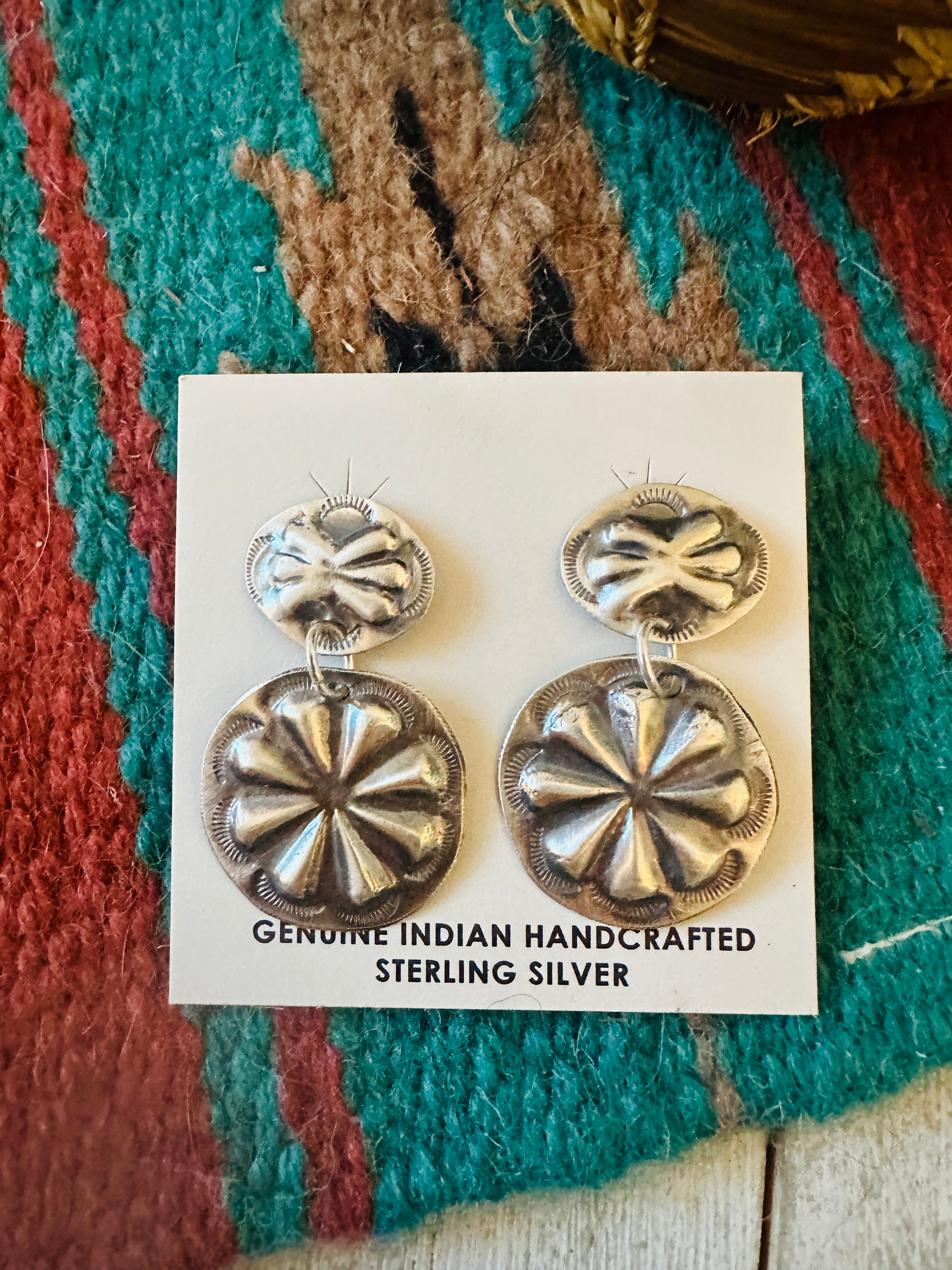 Handcrafted Sterling Silver Concho Dangle Earrings