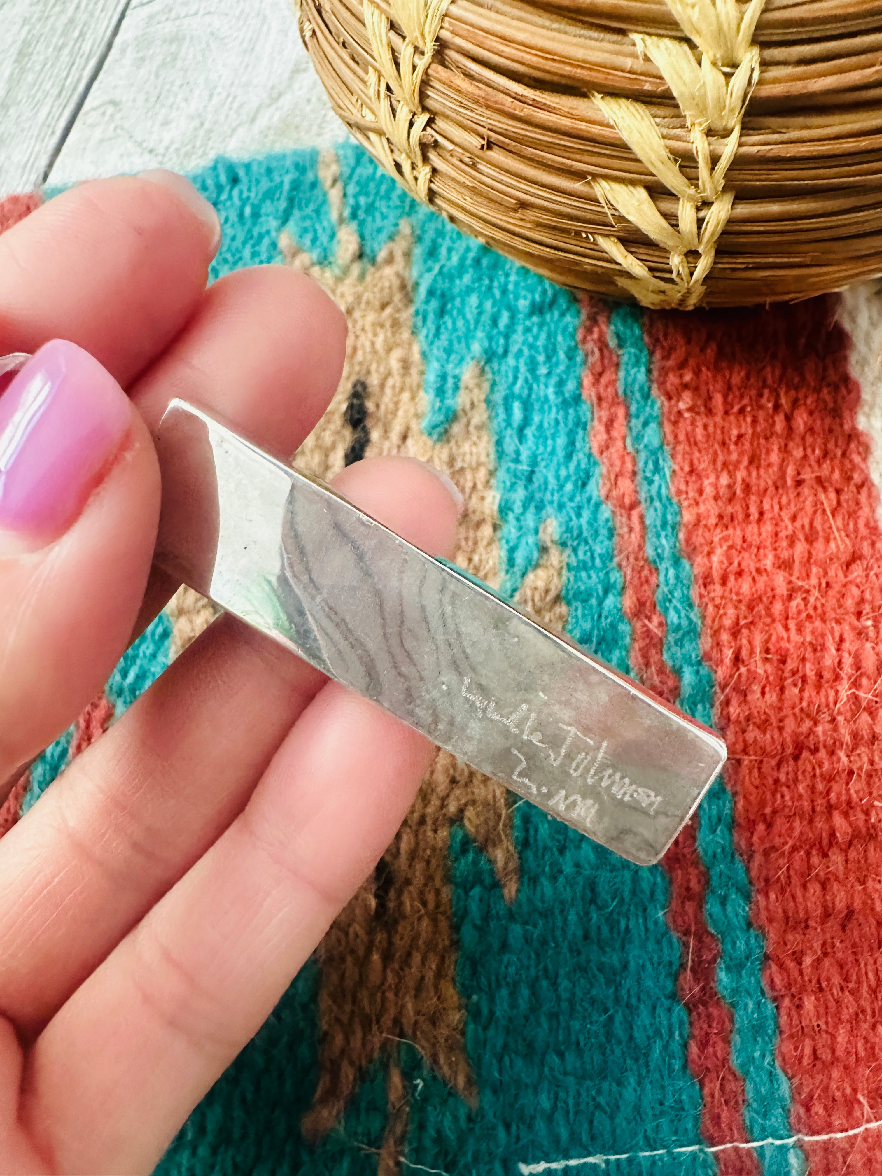 Handcrafted Sterling Silver & Mother of Pearl Inlay Dangle Earrings