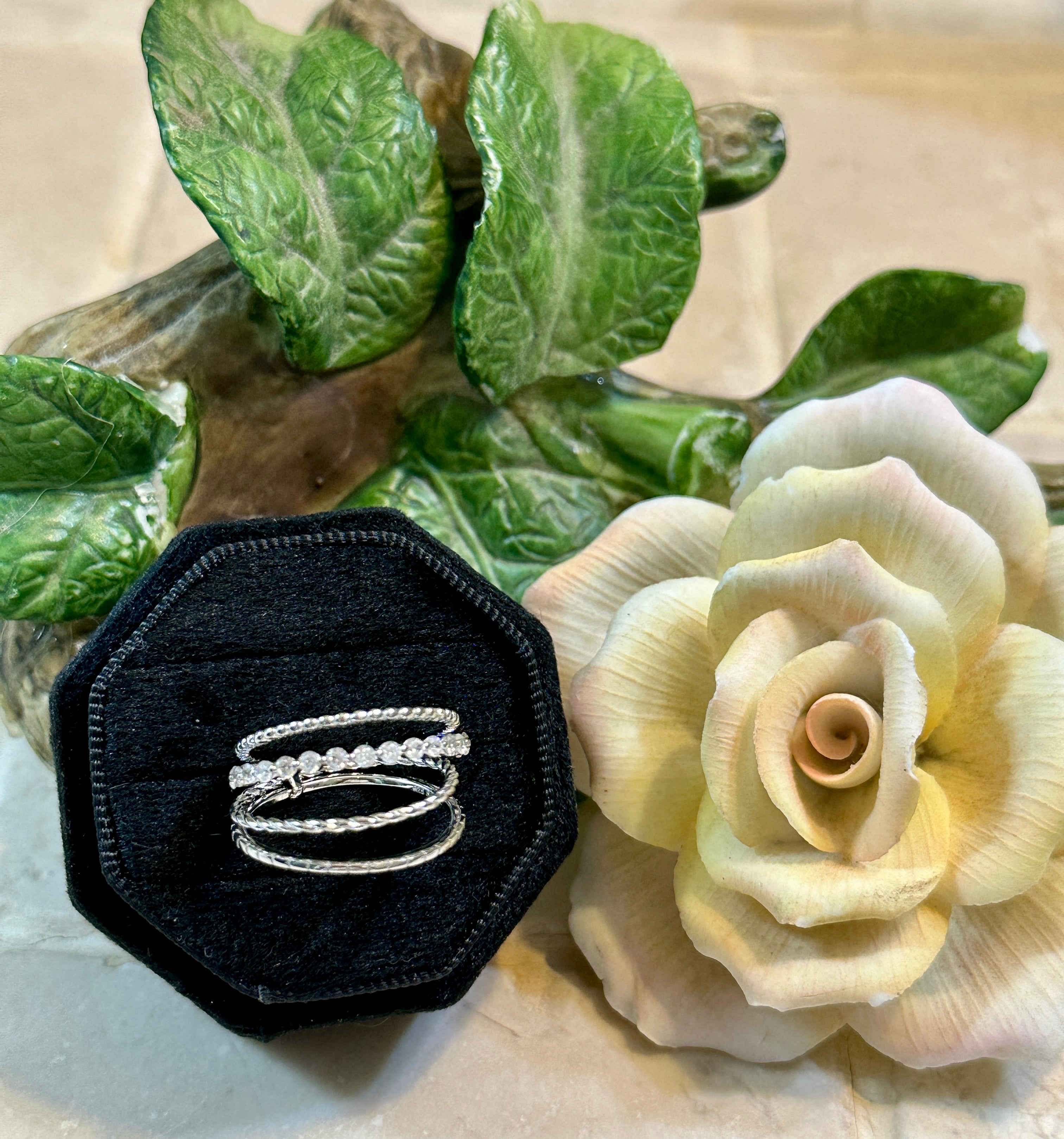 Sterling Silver Cassidy CZ Layered Textured Ring