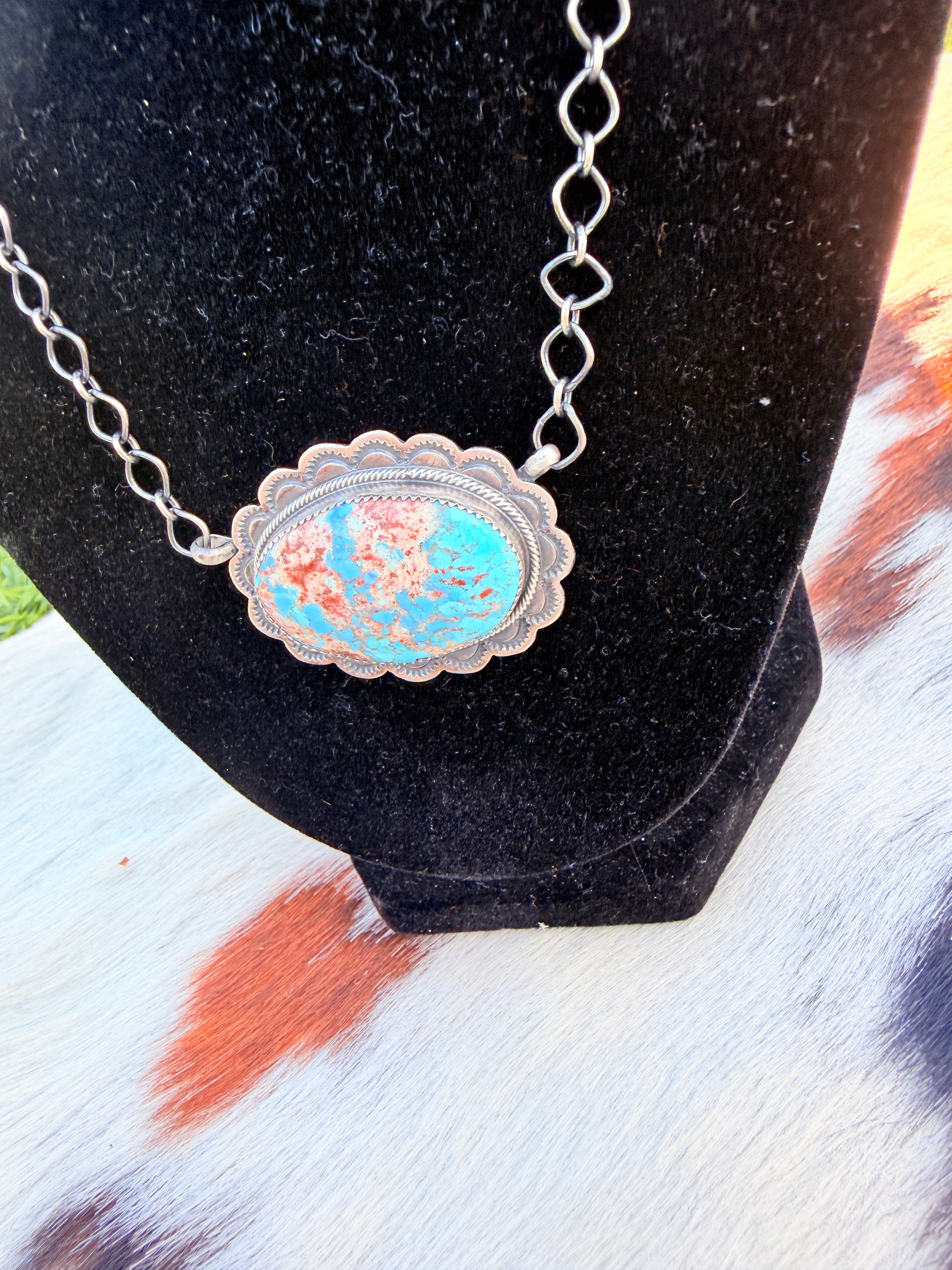 Handcrafted Golden Hills Turquoise & Sterling Silver Necklace