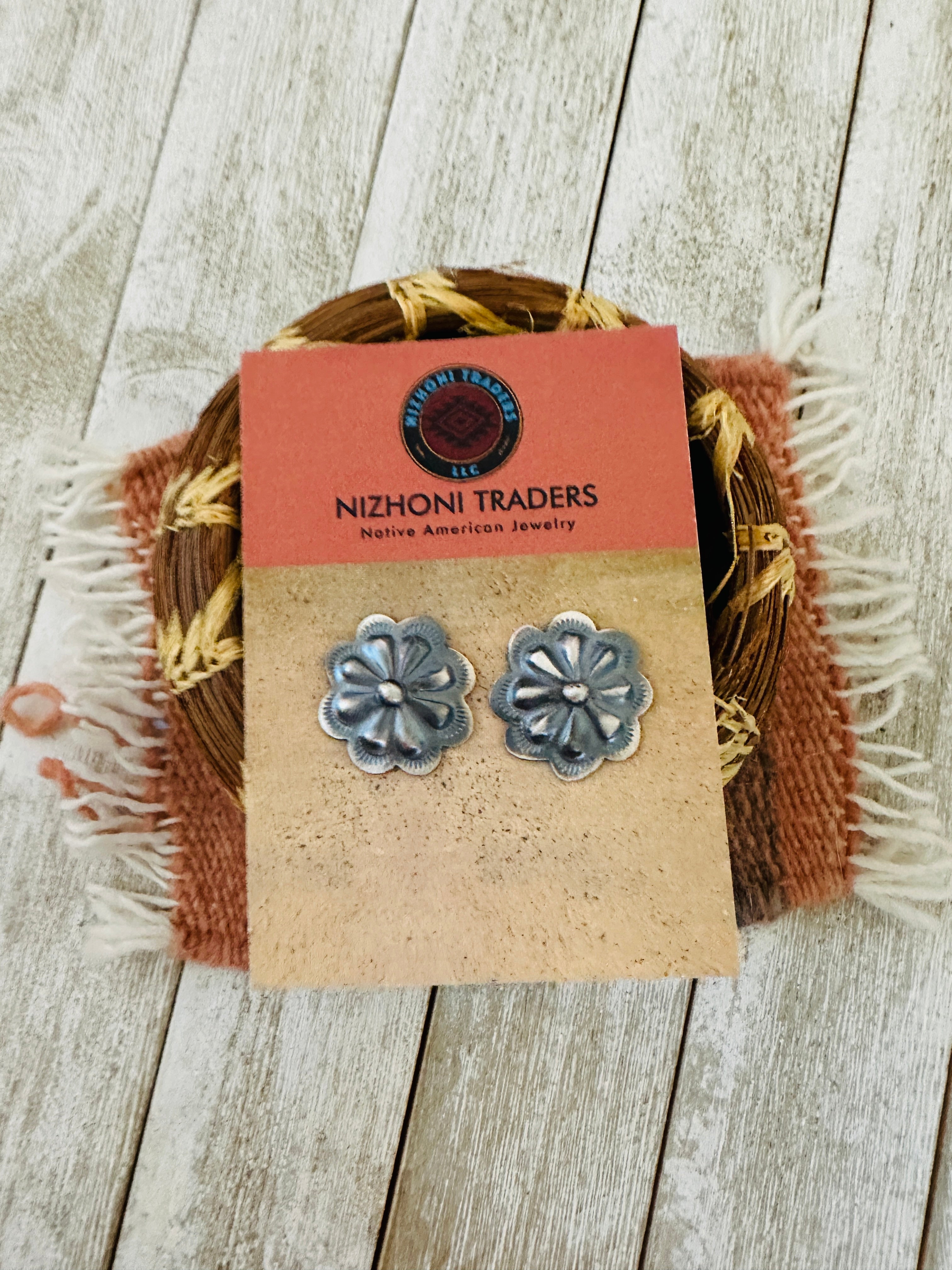 Handcrafted Sterling Silver Concho Stud Earrings