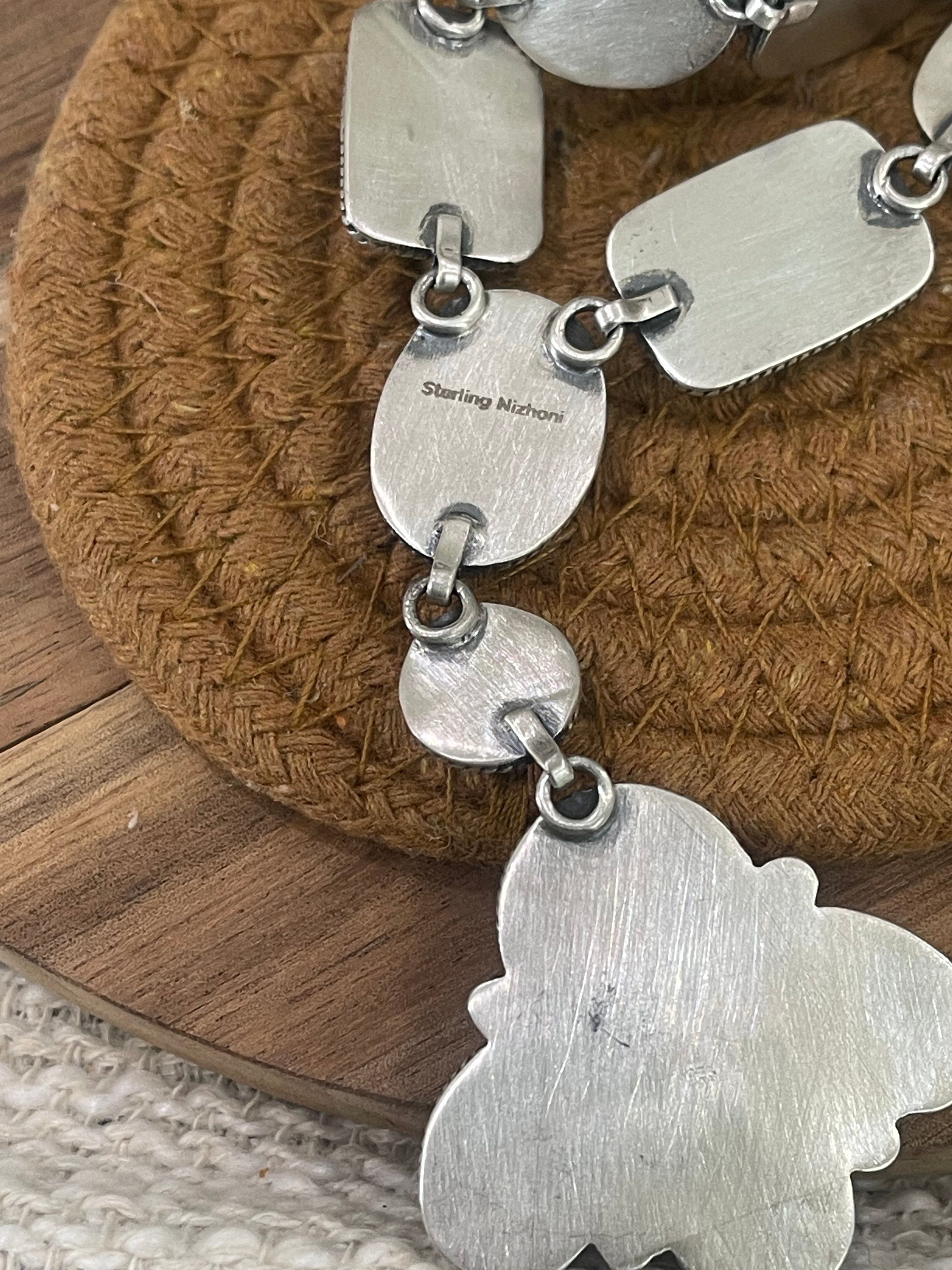 Handcrafted Sterling Silver & New Lander Turquoise Necklace