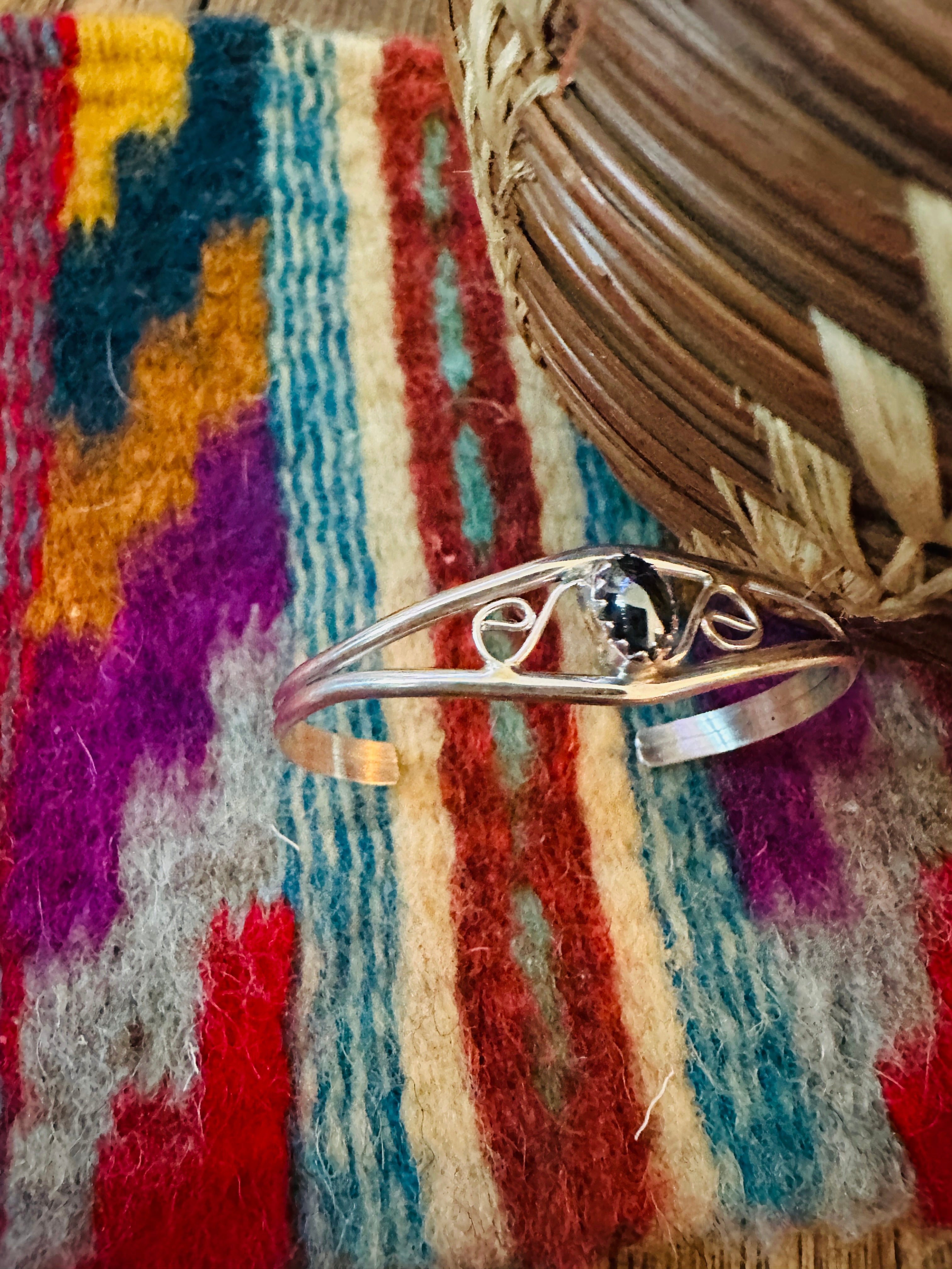 Handcrafted Hematite & Sterling Silver Baby Cuff Bracelet