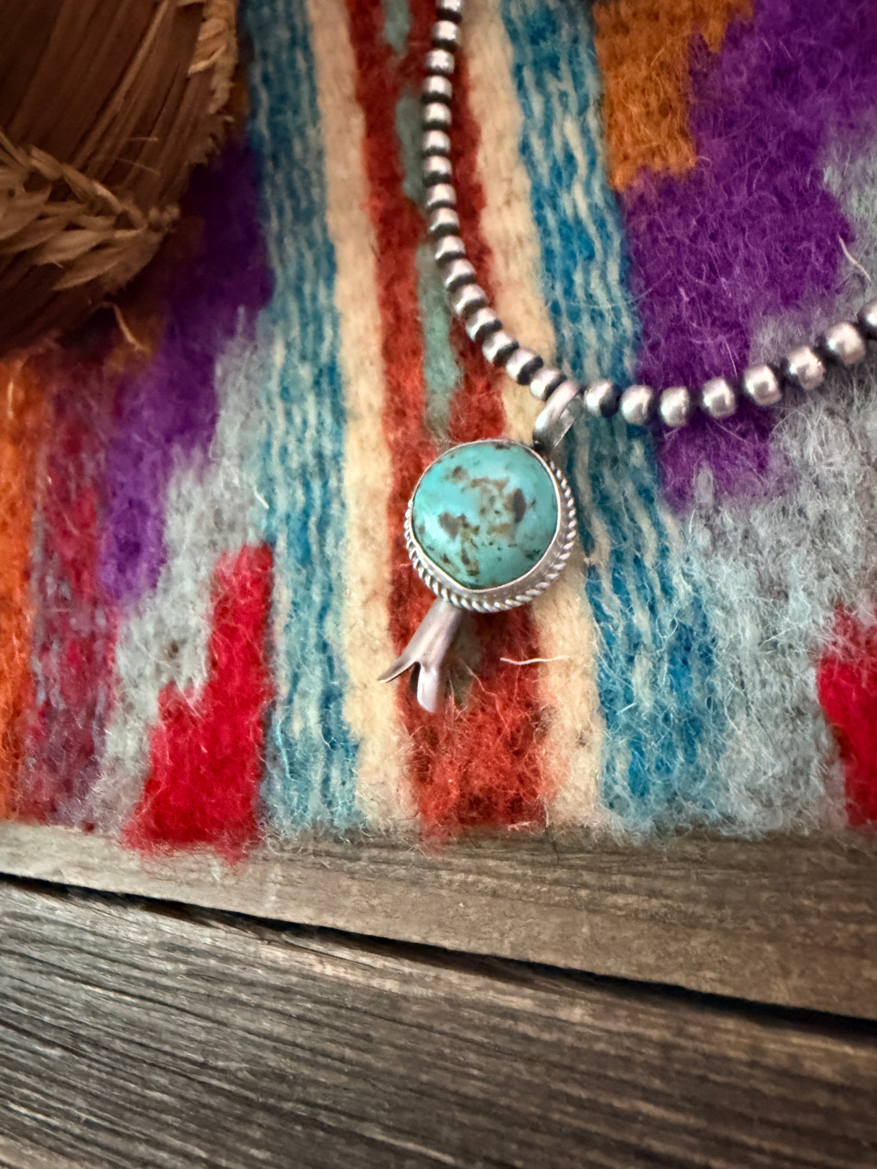 Handcrafted Sterling Silver & Turquoise Blossom Pendant