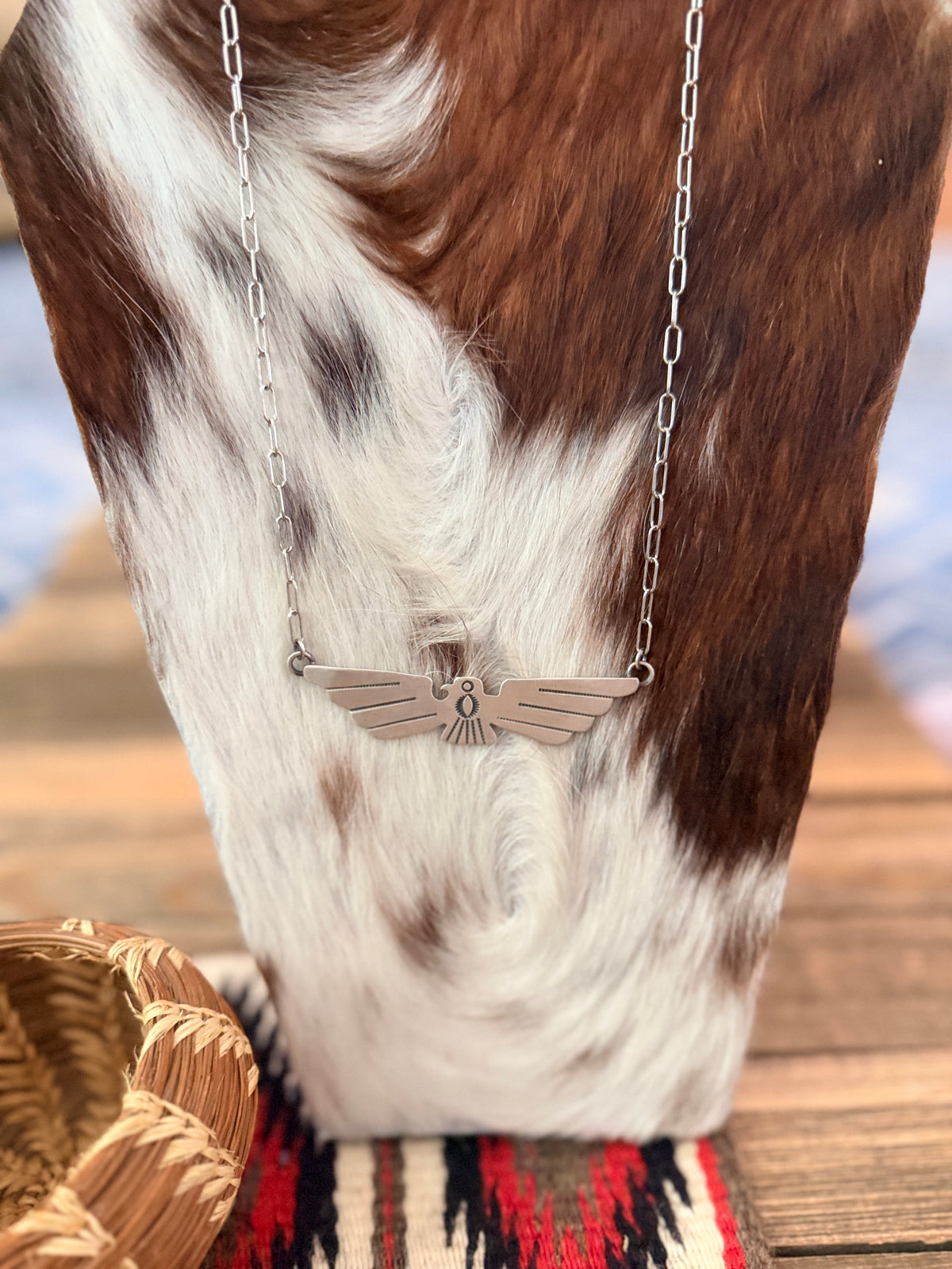 Handcrafted Sterling Silver Thunderbird Necklace by Charles Johnson