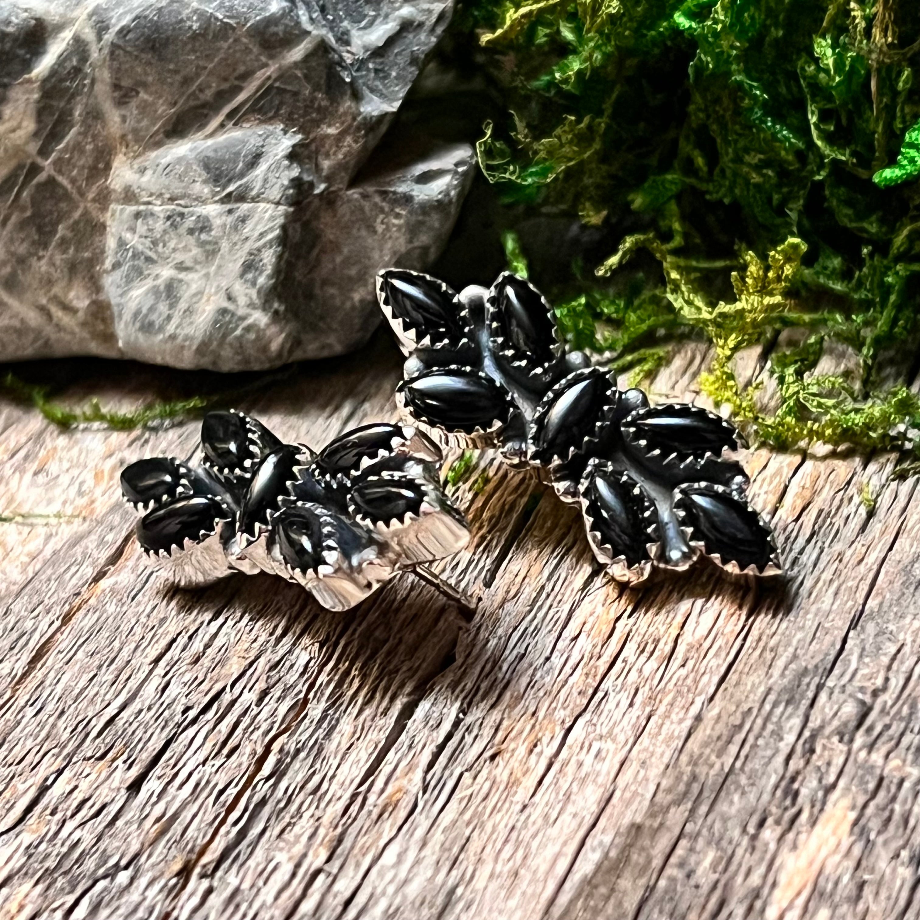 Handmade Black Onyx Sterling Silver Stud Earrings