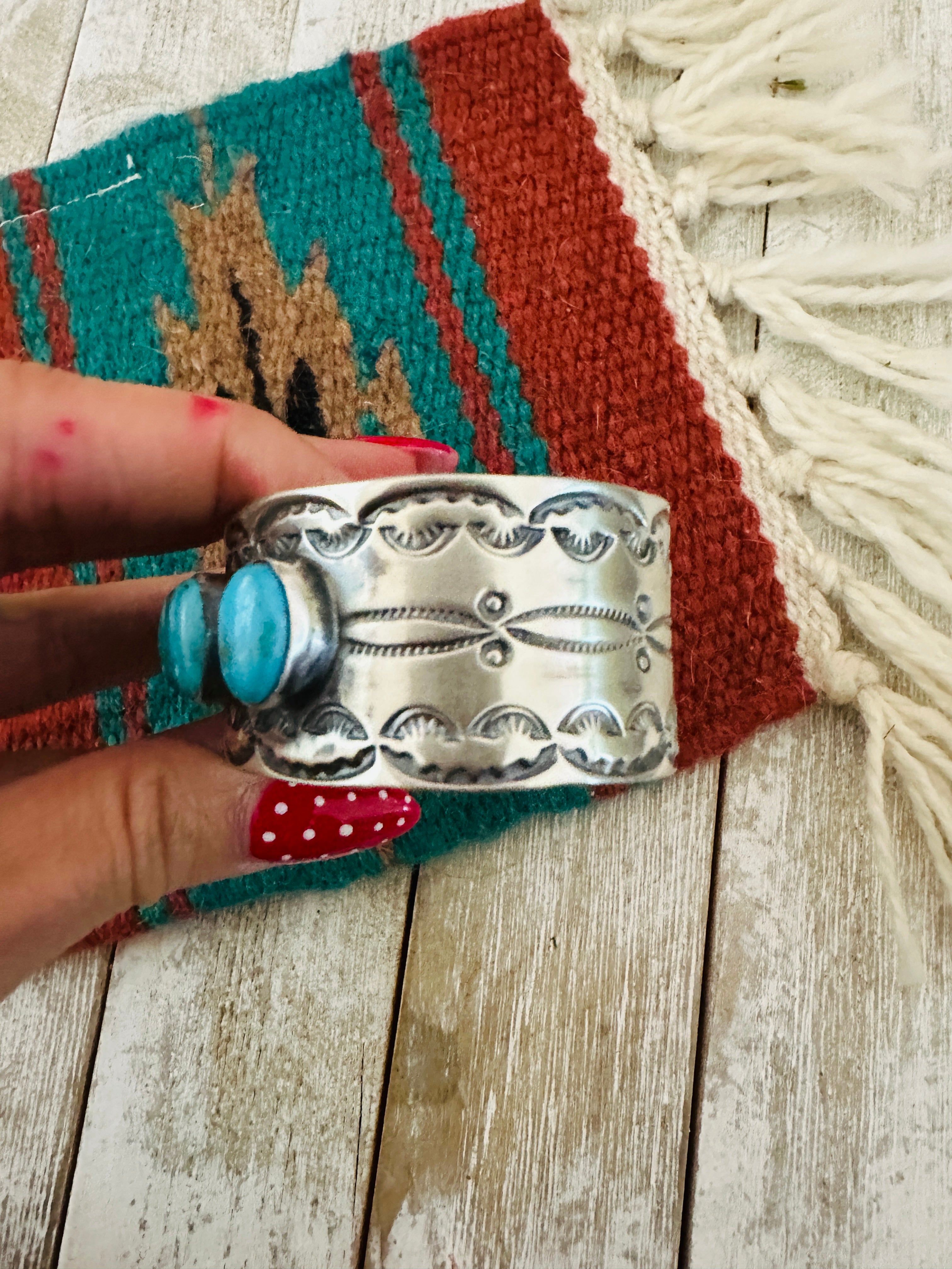 Handcrafted Sterling Silver & Turquoise Cuff Bracelet by Chimney Butte /