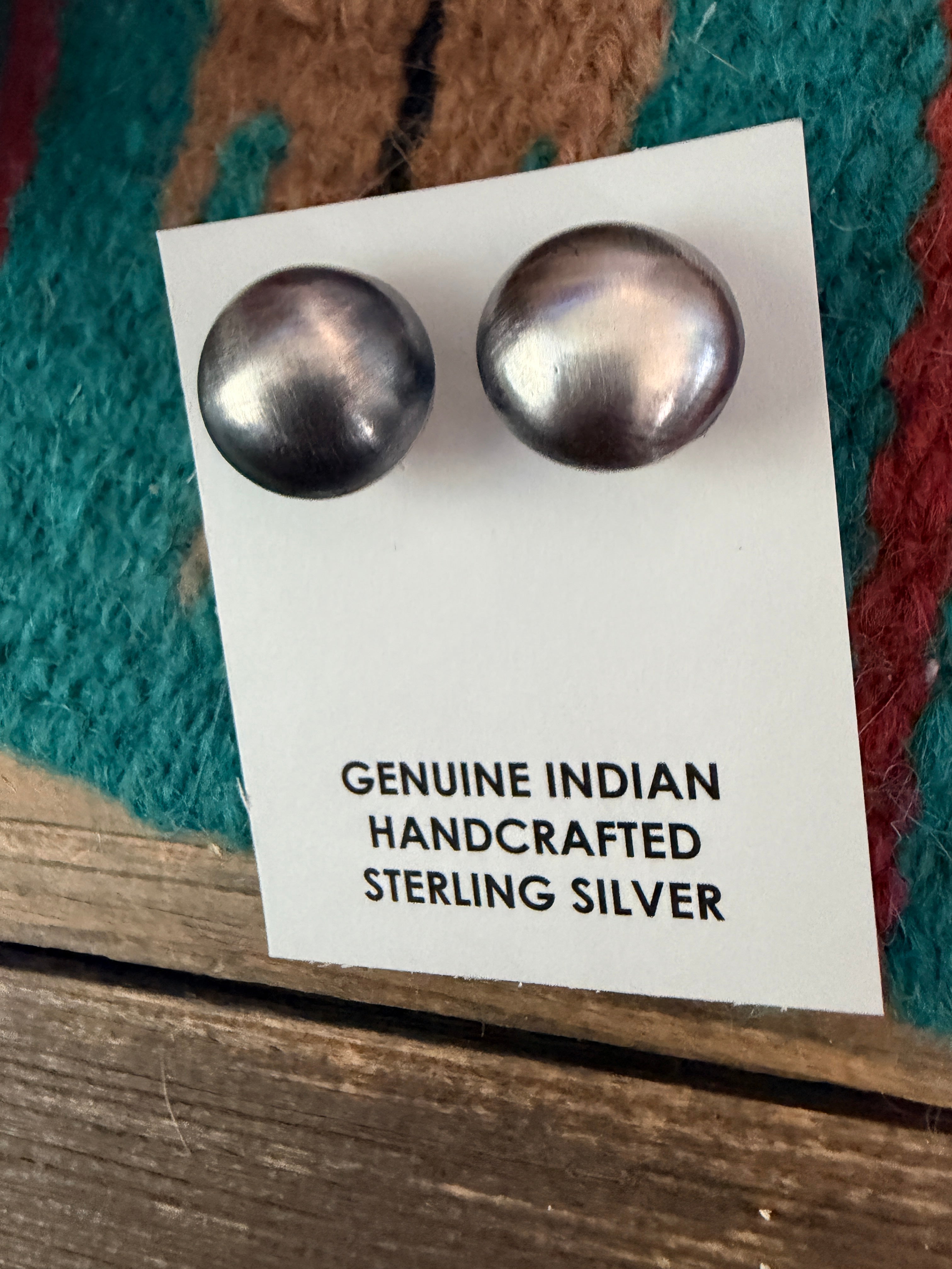 Handcrafted 12mm Sterling Silver Pearl Stud Earrings