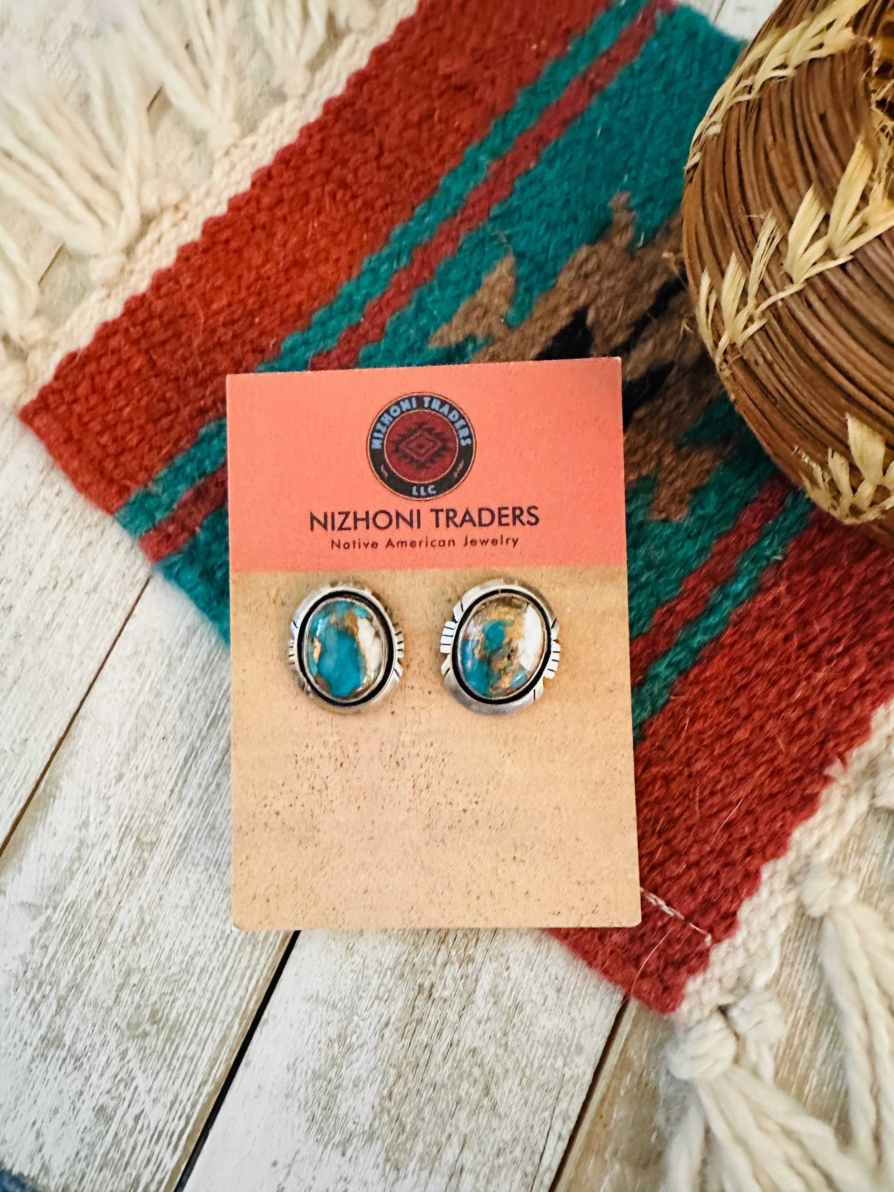 Navajo Spice & Sterling Silver Post Earrings