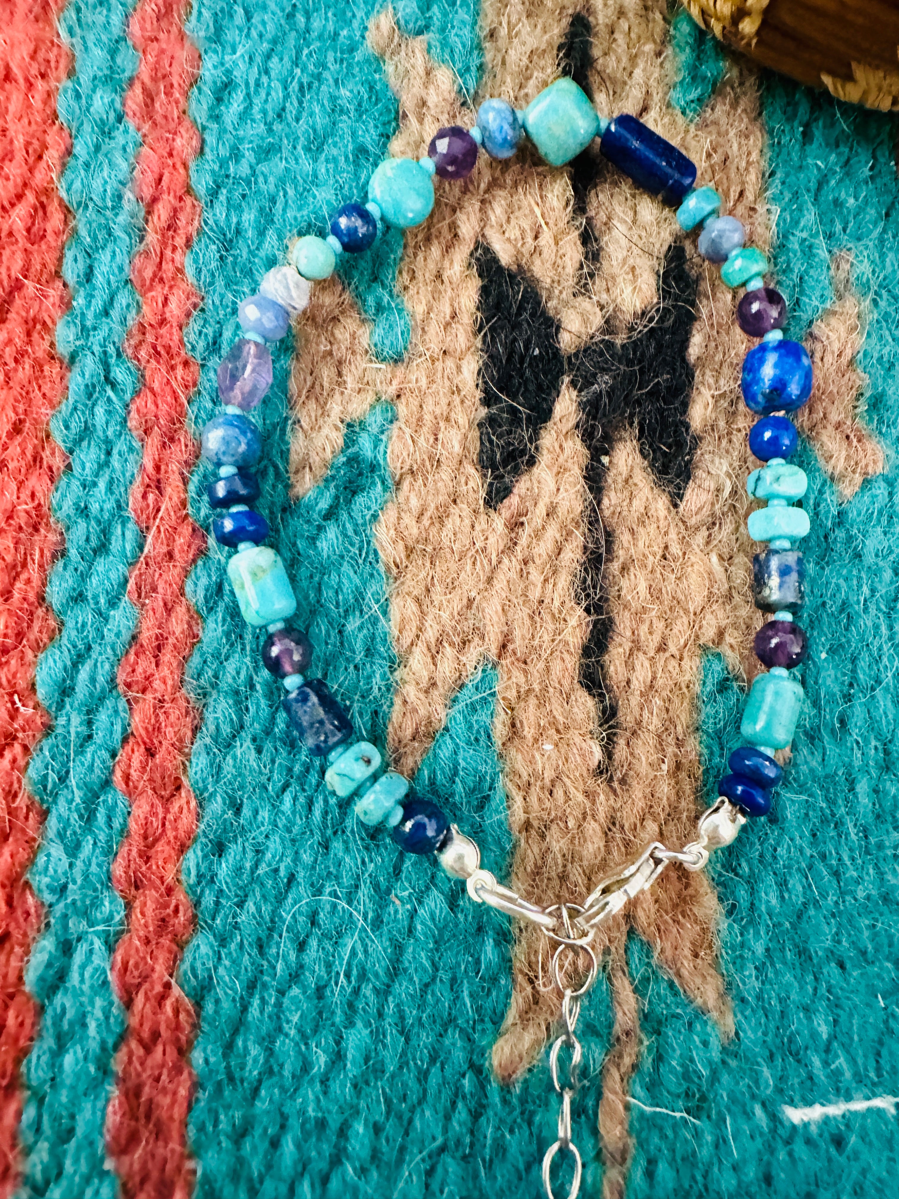 Handcrafted Multi Stone & Sterling Silver Beaded Bracelet