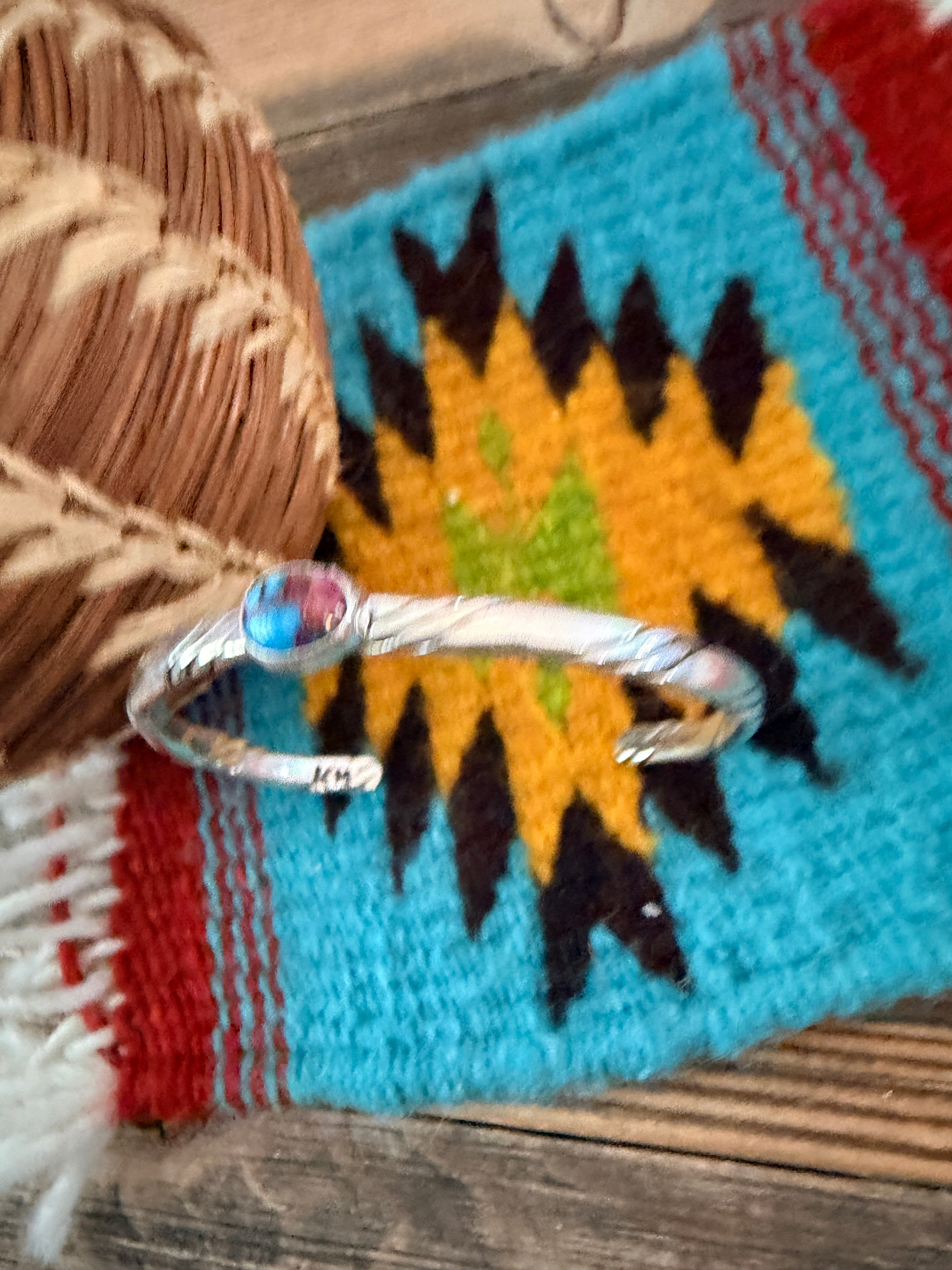 Handcrafted Pink Dream Mojave & Sterling Silver Cuff Bracelet