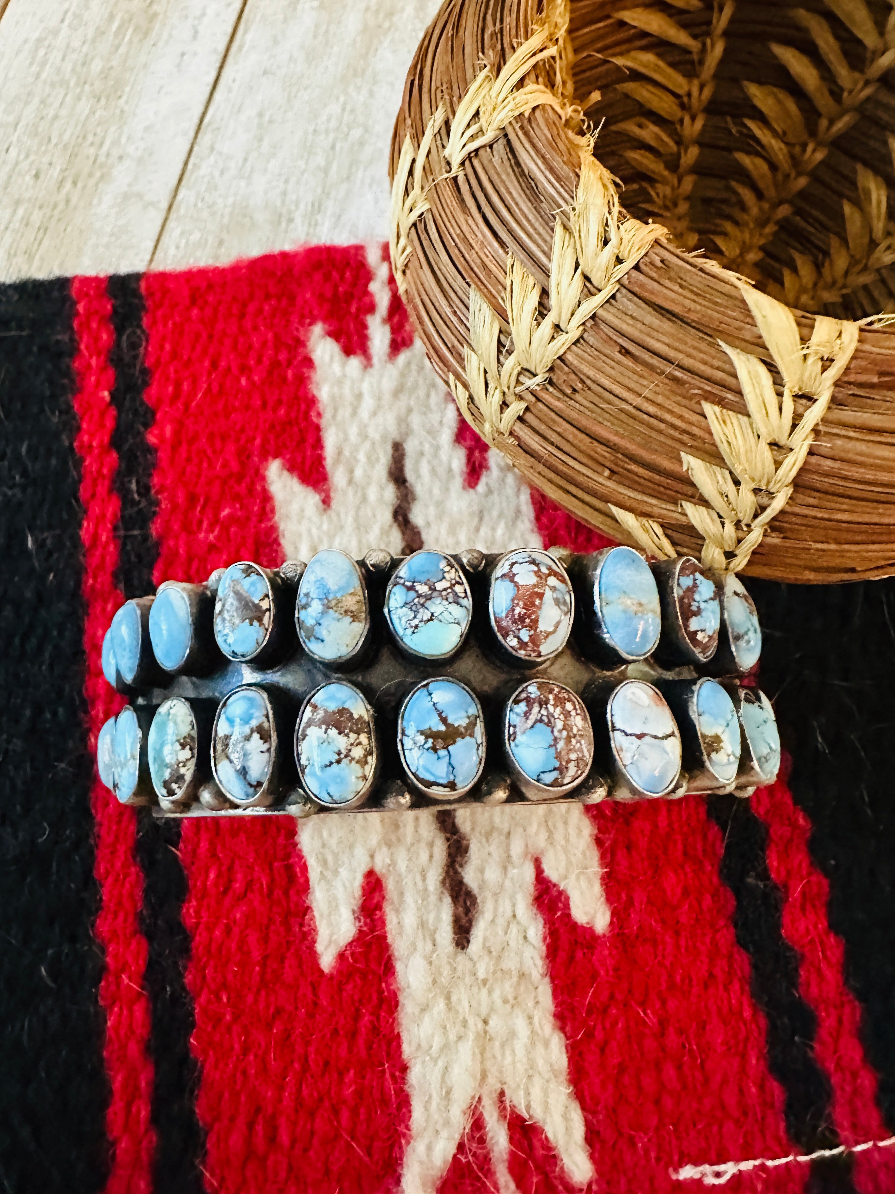 Handcrafted Sterling Silver & Golden Hills Turquoise Cuff Bracelet /