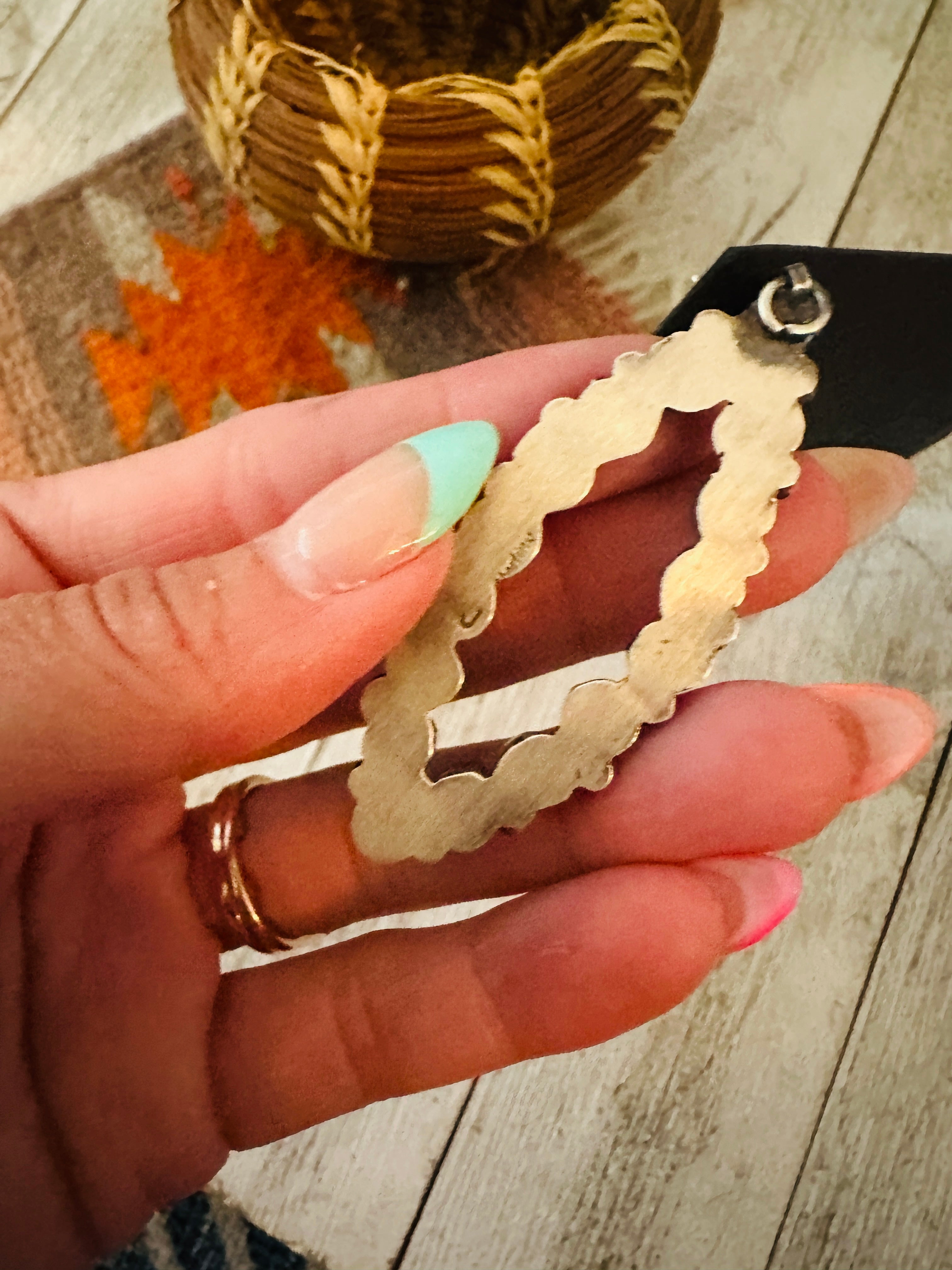 Handcrafted Sterling Silver & Turquoise Cluster Dangle Earrings