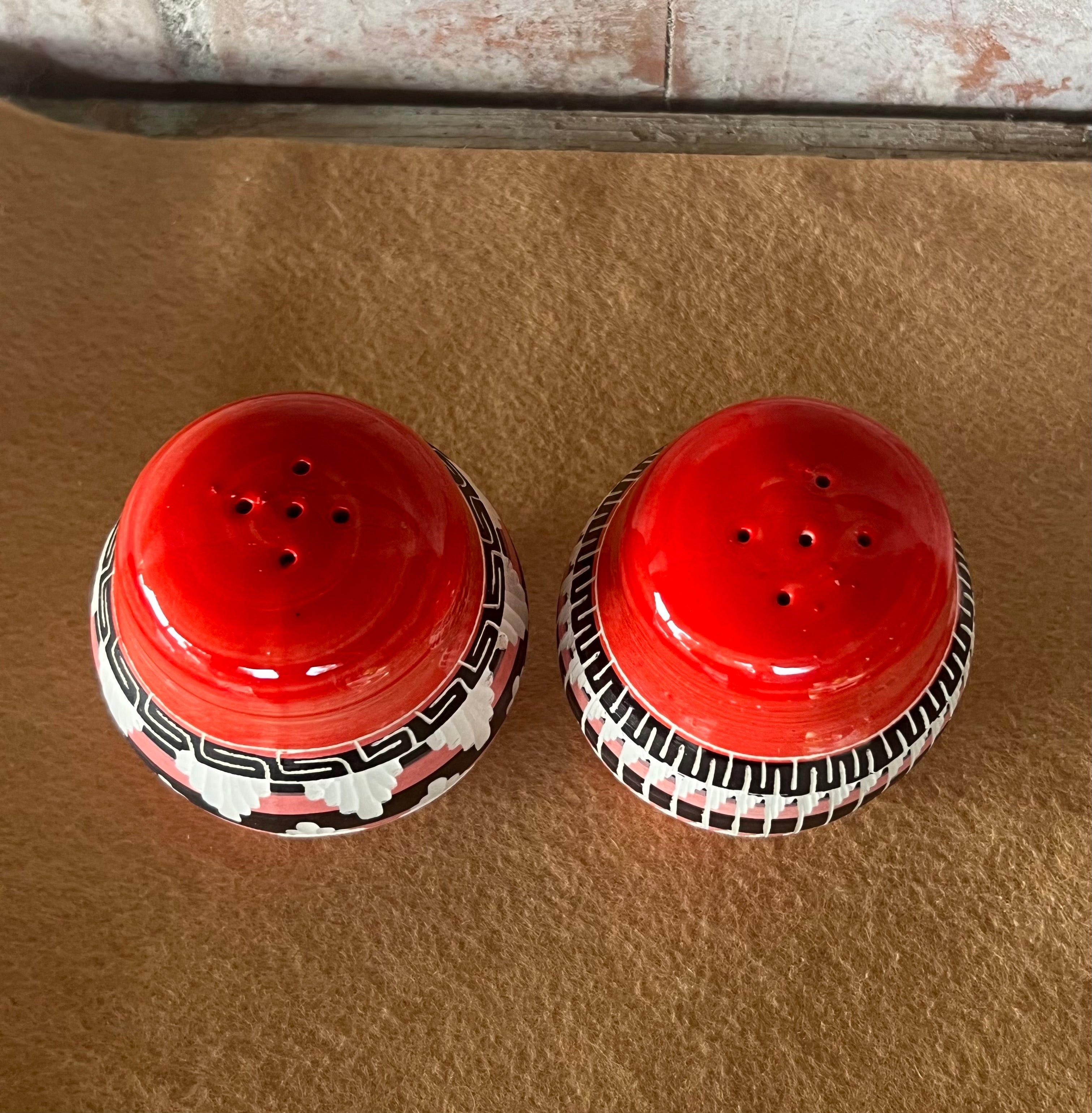 Handcrafted Red Salt & Pepper Shakers “Cassandra King”