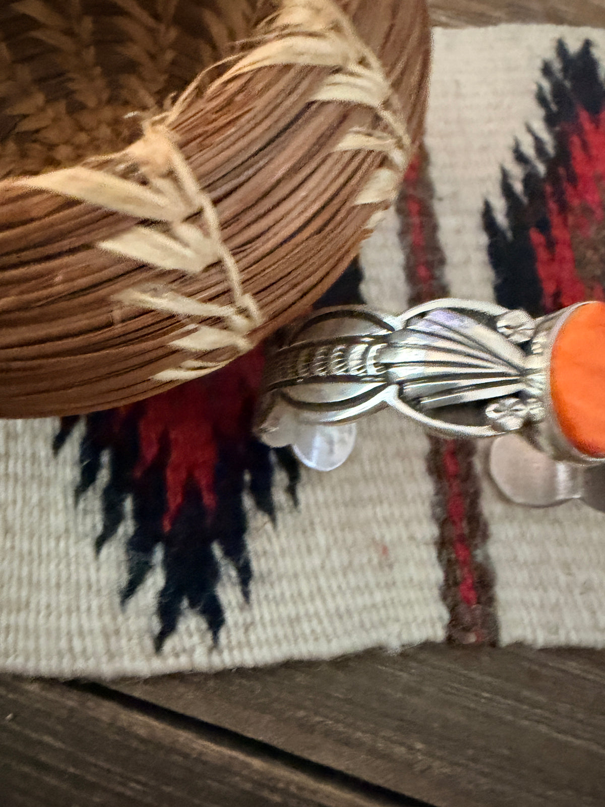 Handcrafted Orange Spiny & Sterling Silver Cuff Bracelet