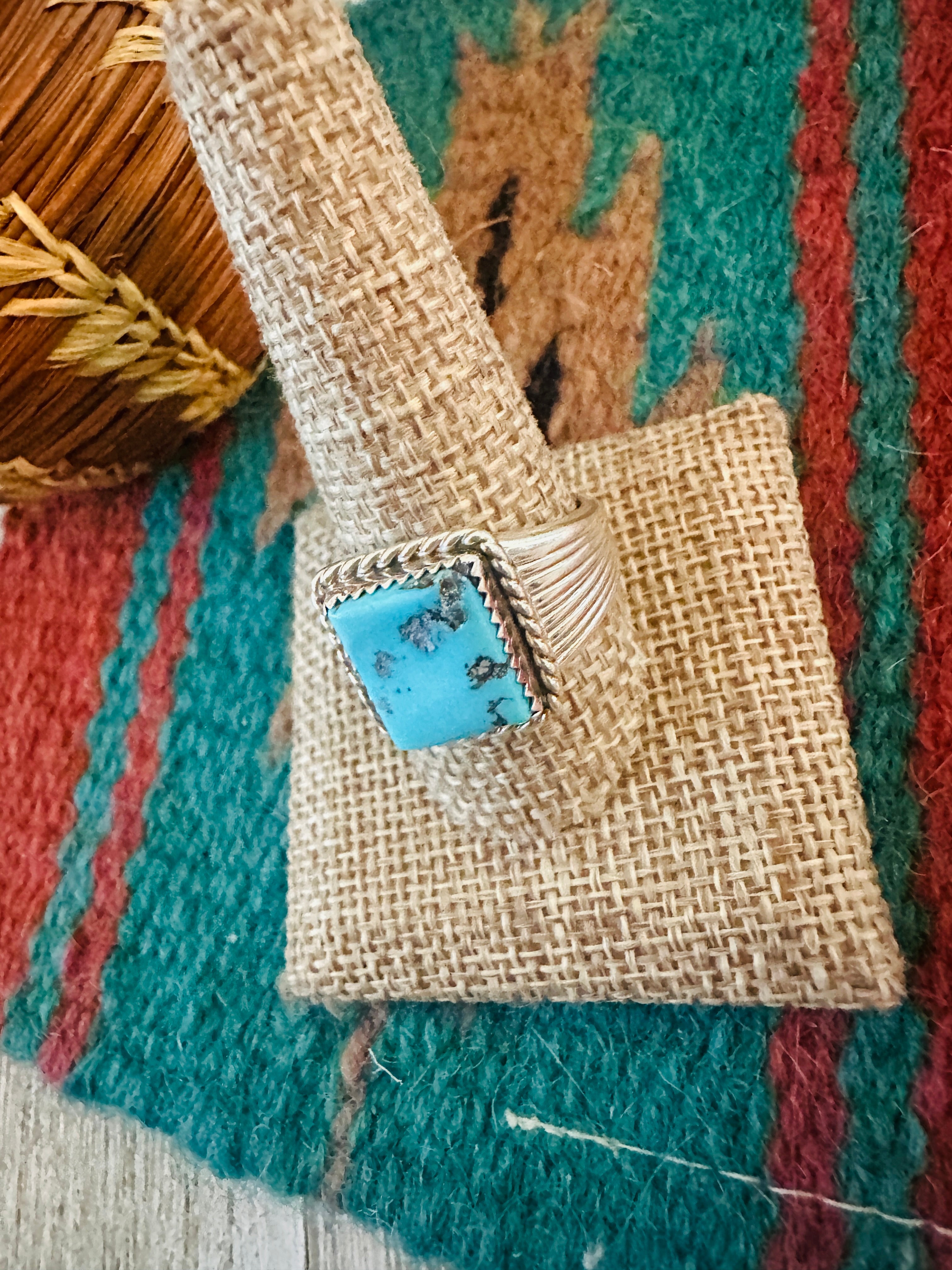 Handcrafted Old Pawn Sterling Silver & Turquoise Ring