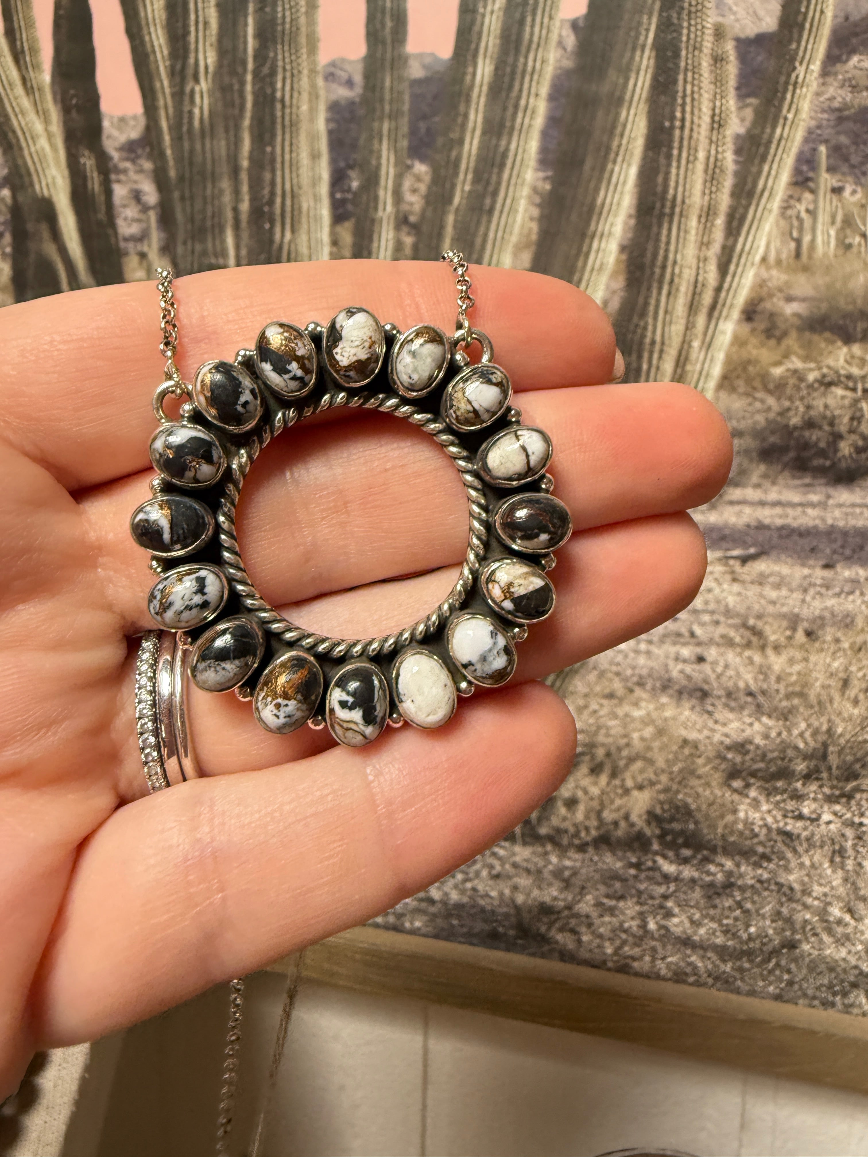 Handmade Sterling Silver & White Buffalo Mojave Necklace