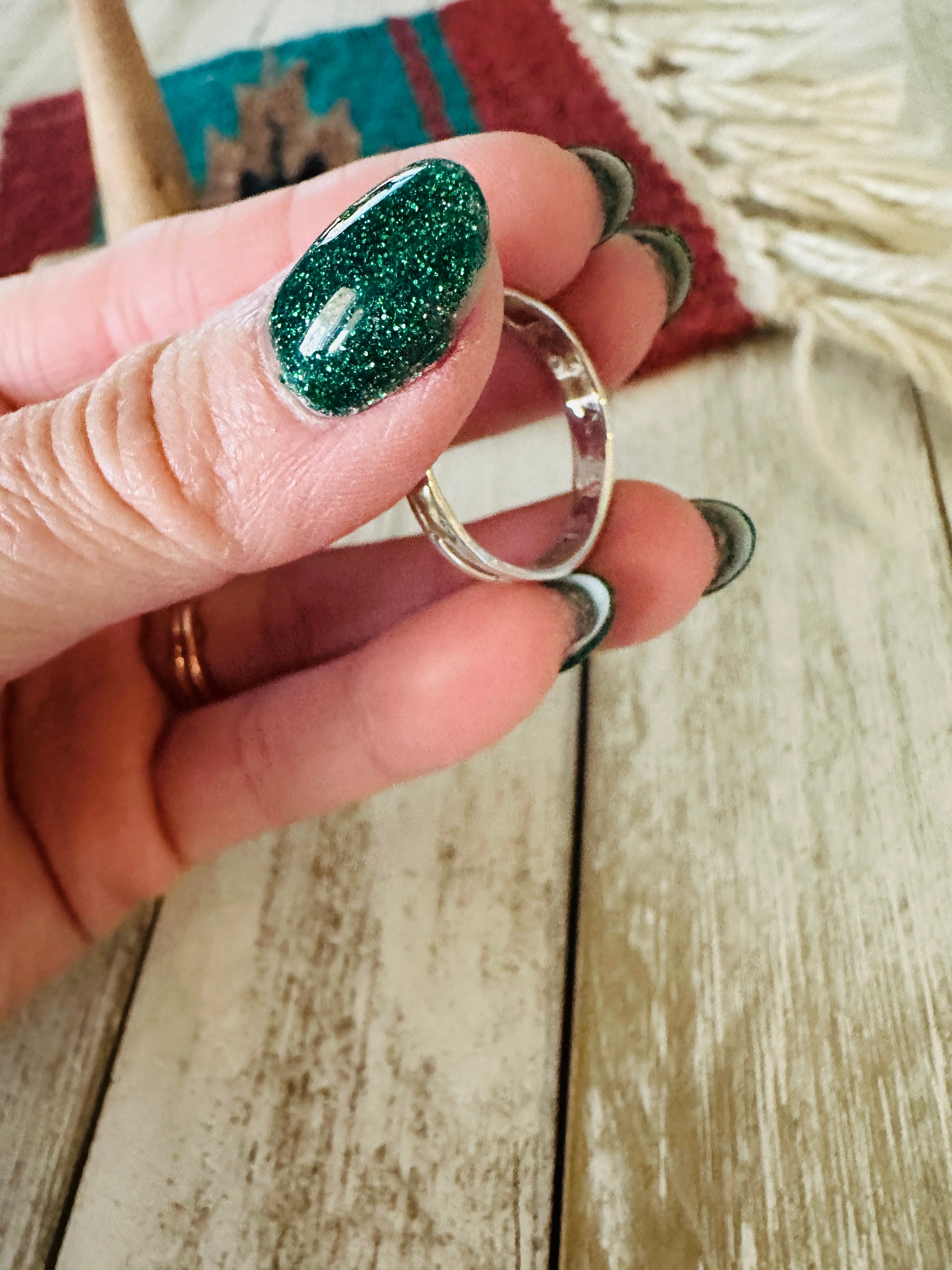 Handcrafted Sterling Silver & White Opal Inlay Band Ring