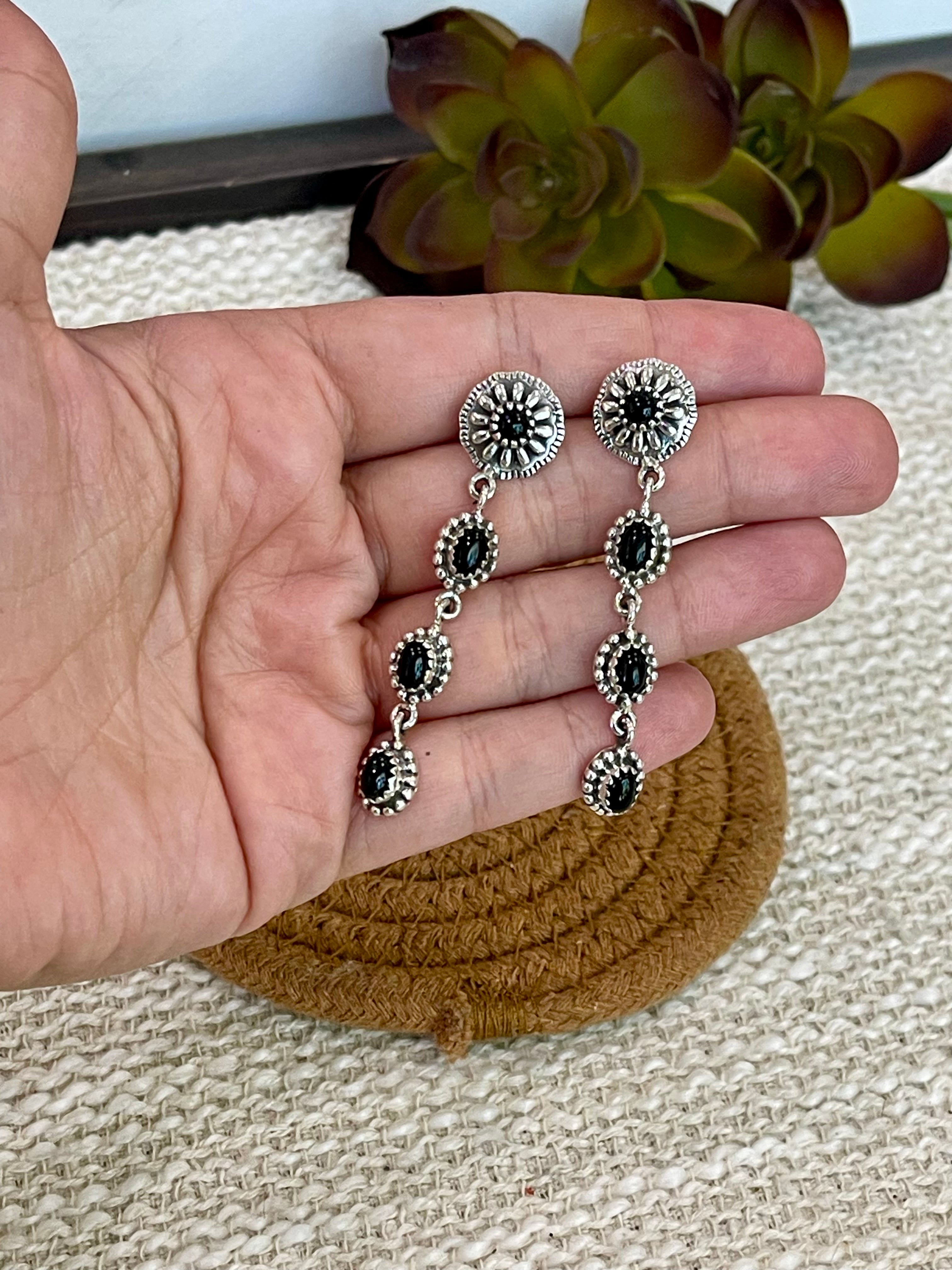 Handmade Sterling Silver & Onyx Dangle Earrings