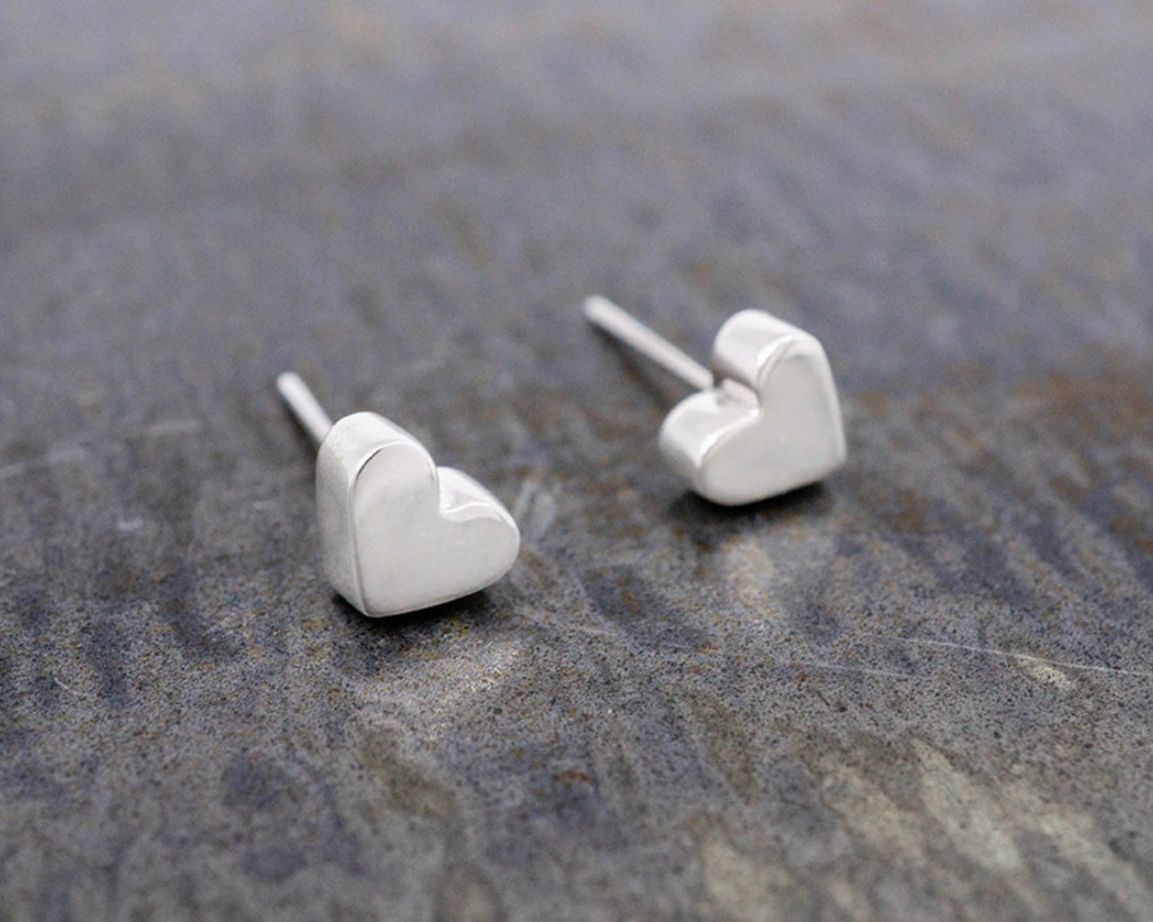 Tiny Heart Sterling Silver Stud Earrings