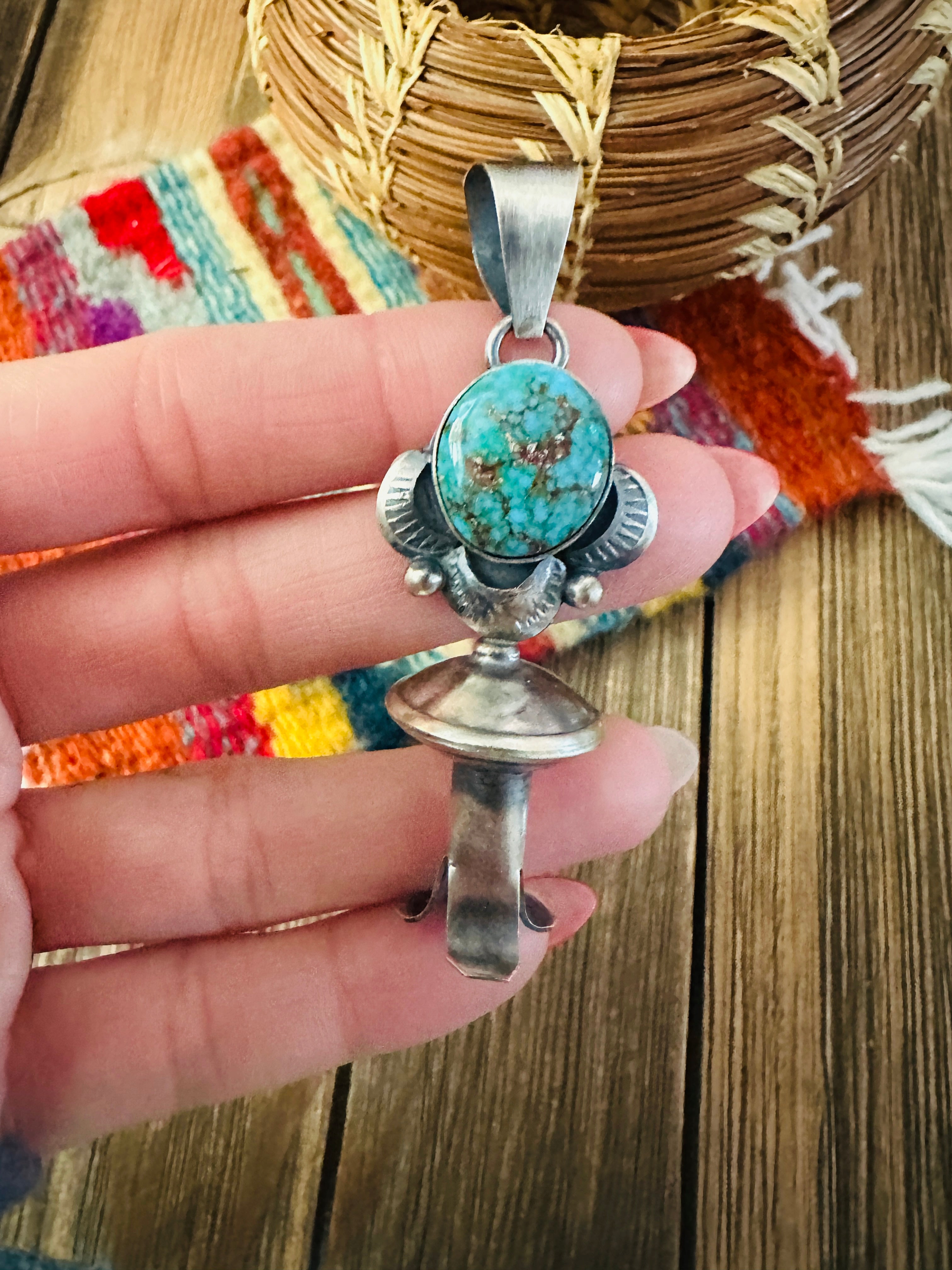 Handcrafted Sterling Silver & Turquoise Blossom Pendant