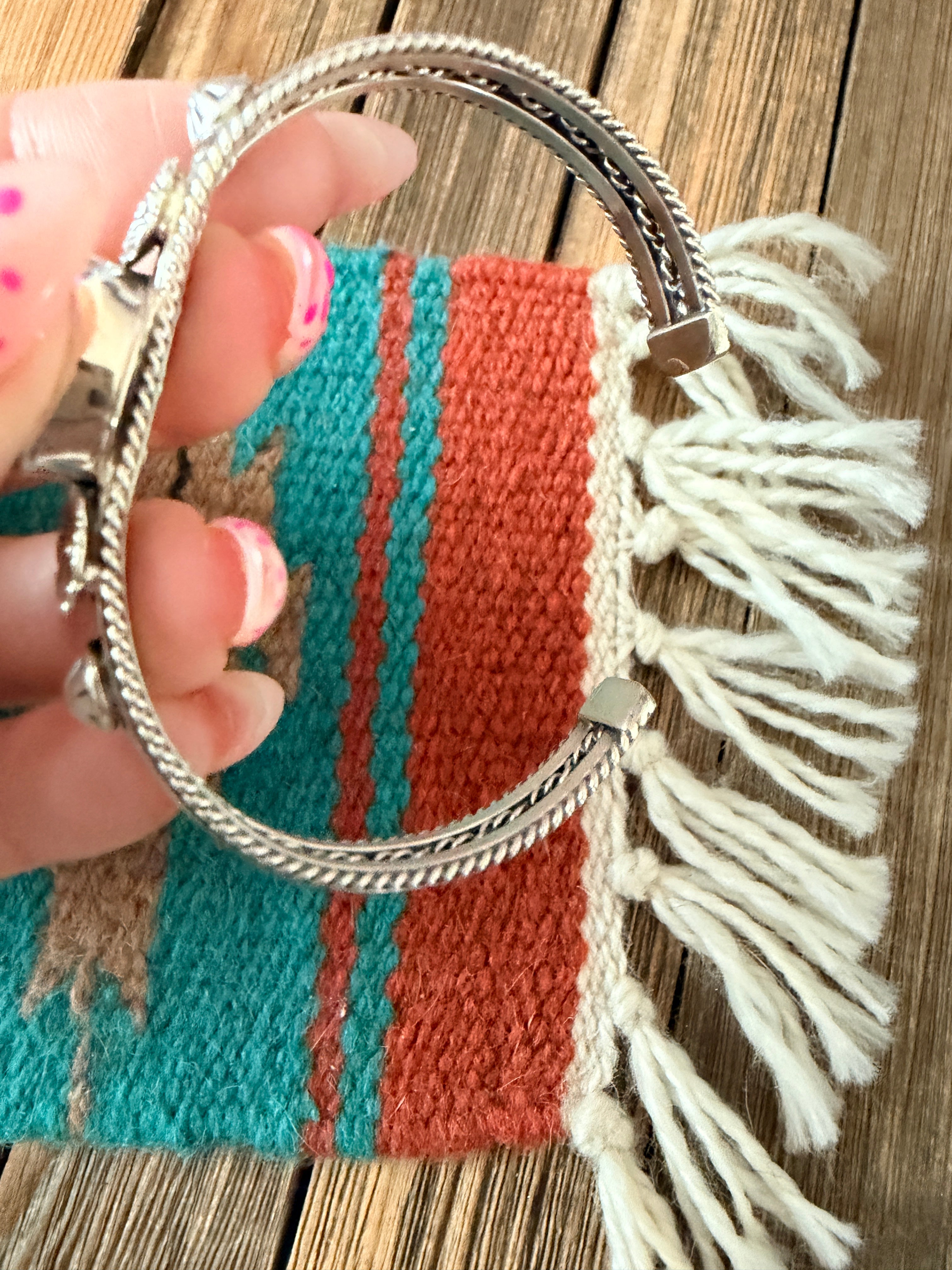 Handcrafted Sterling Silver & Turquoise Flower Cuff Bracelet