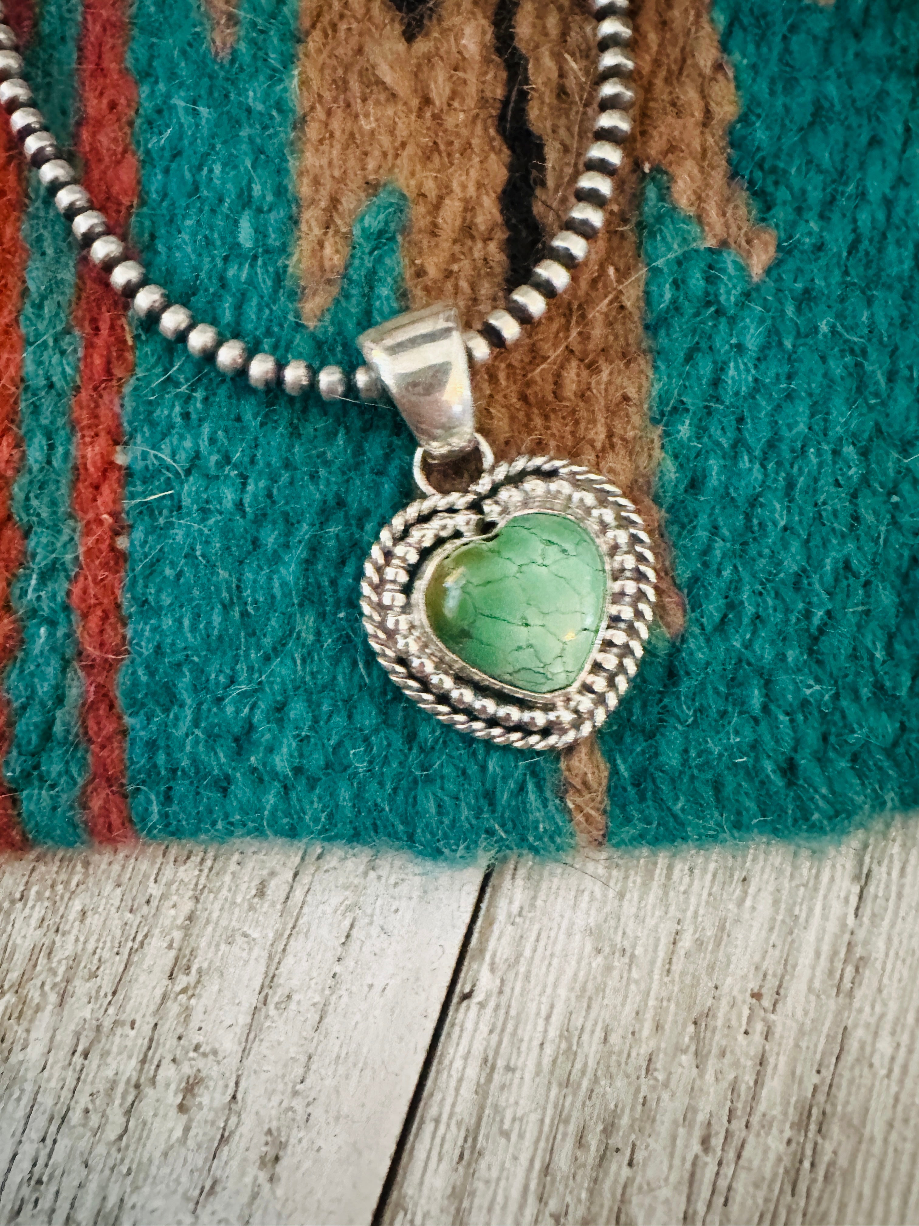 Handcrafted Turquoise & Sterling Silver Heart Pendant