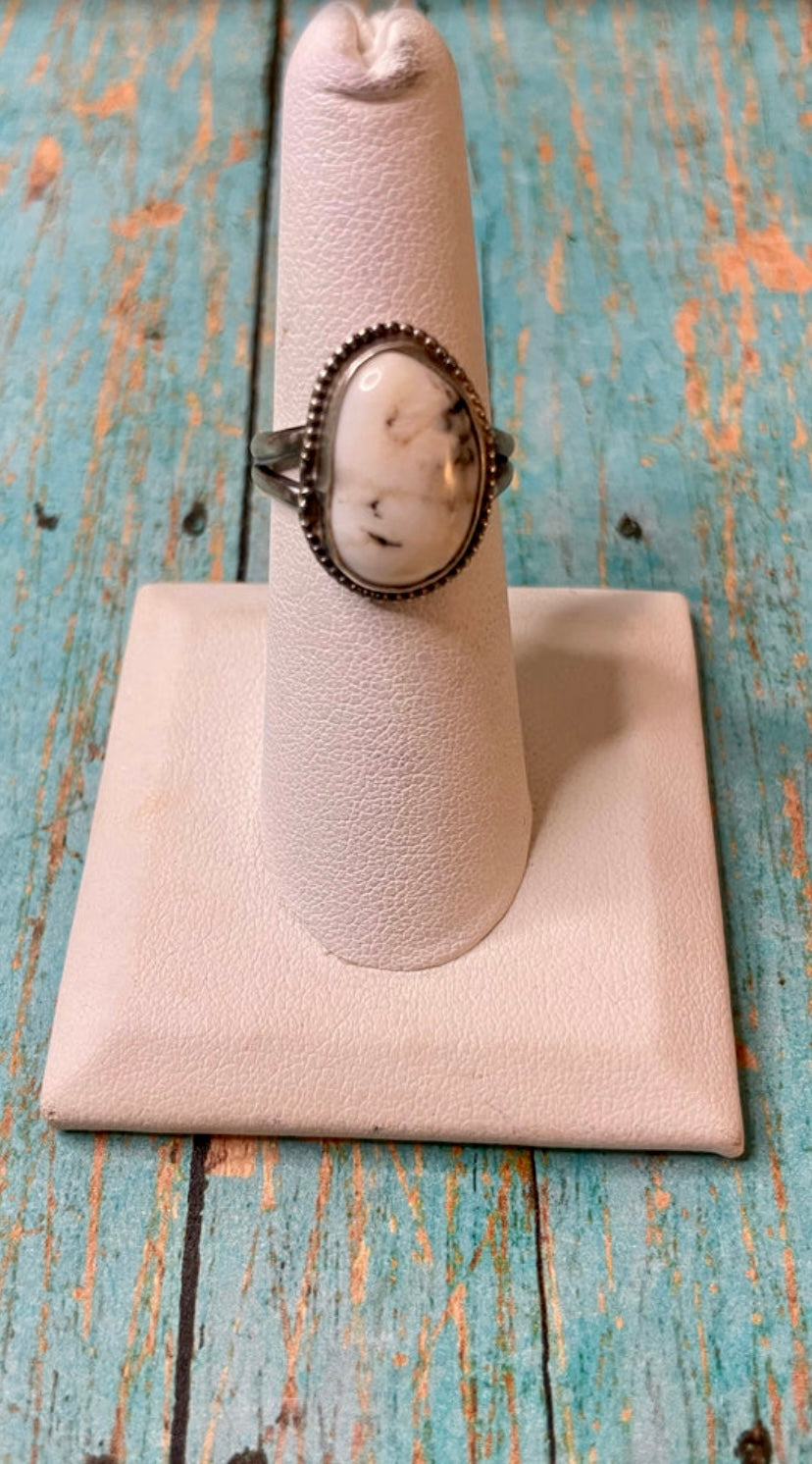 Handcrafted Sterling Silver & White Buffalo Ring