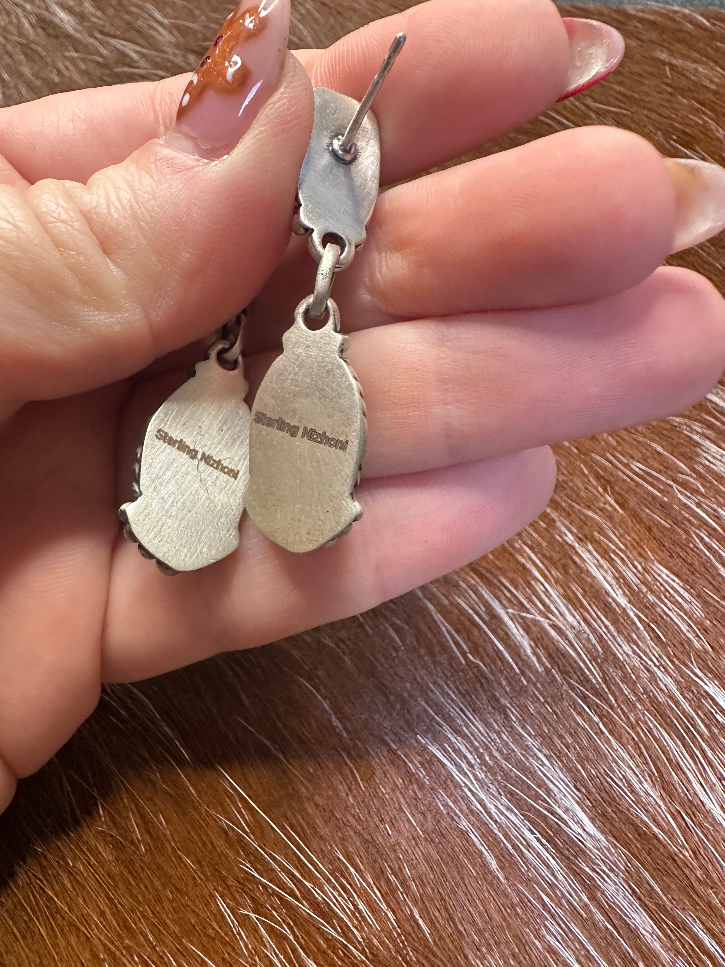 Handmade Sonoran Mountain Turquoise and Sterling Silver Dangle Earrings