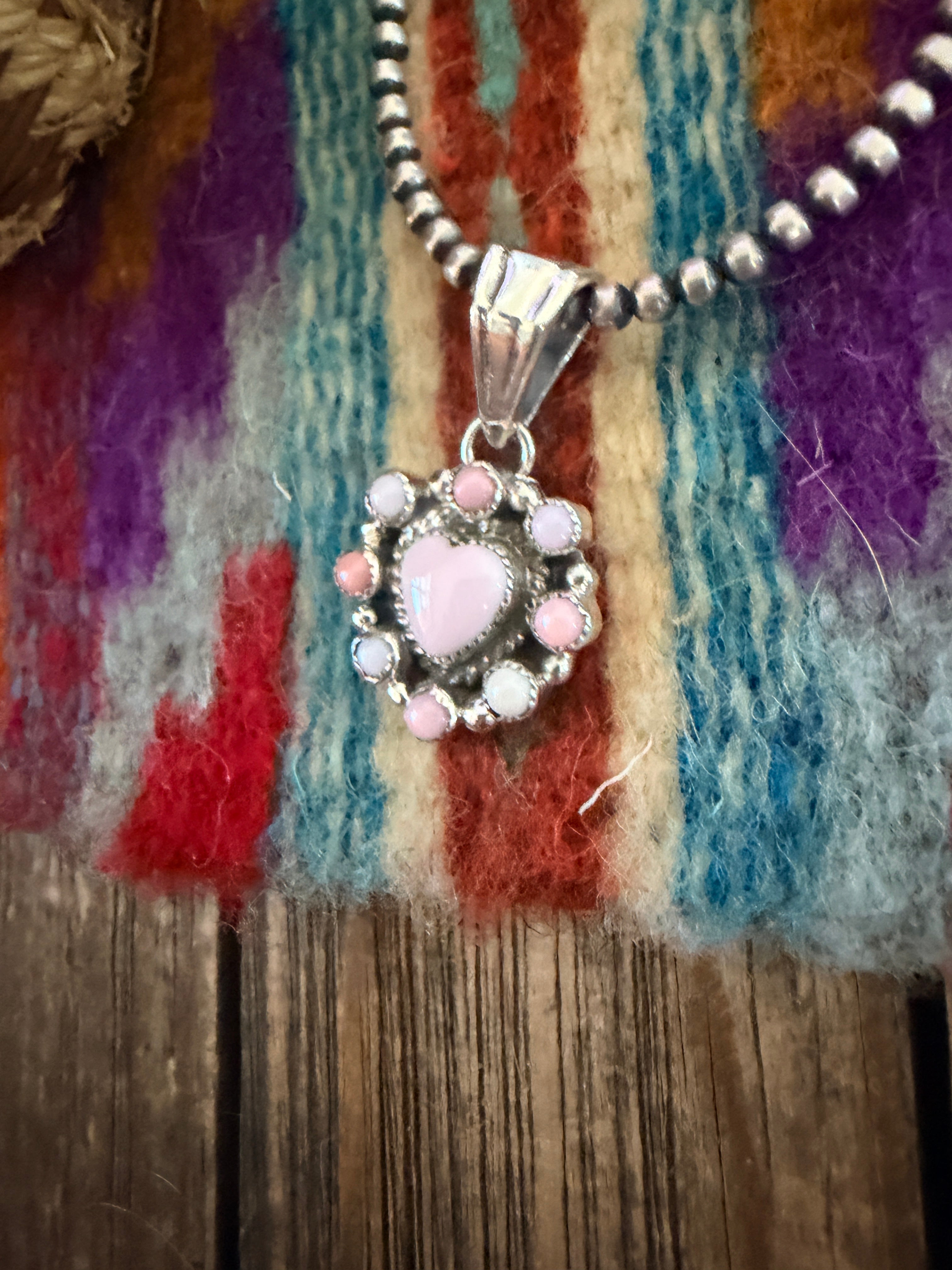 Handcrafted Sterling Silver & Queen Pink Conch Heart Pendant