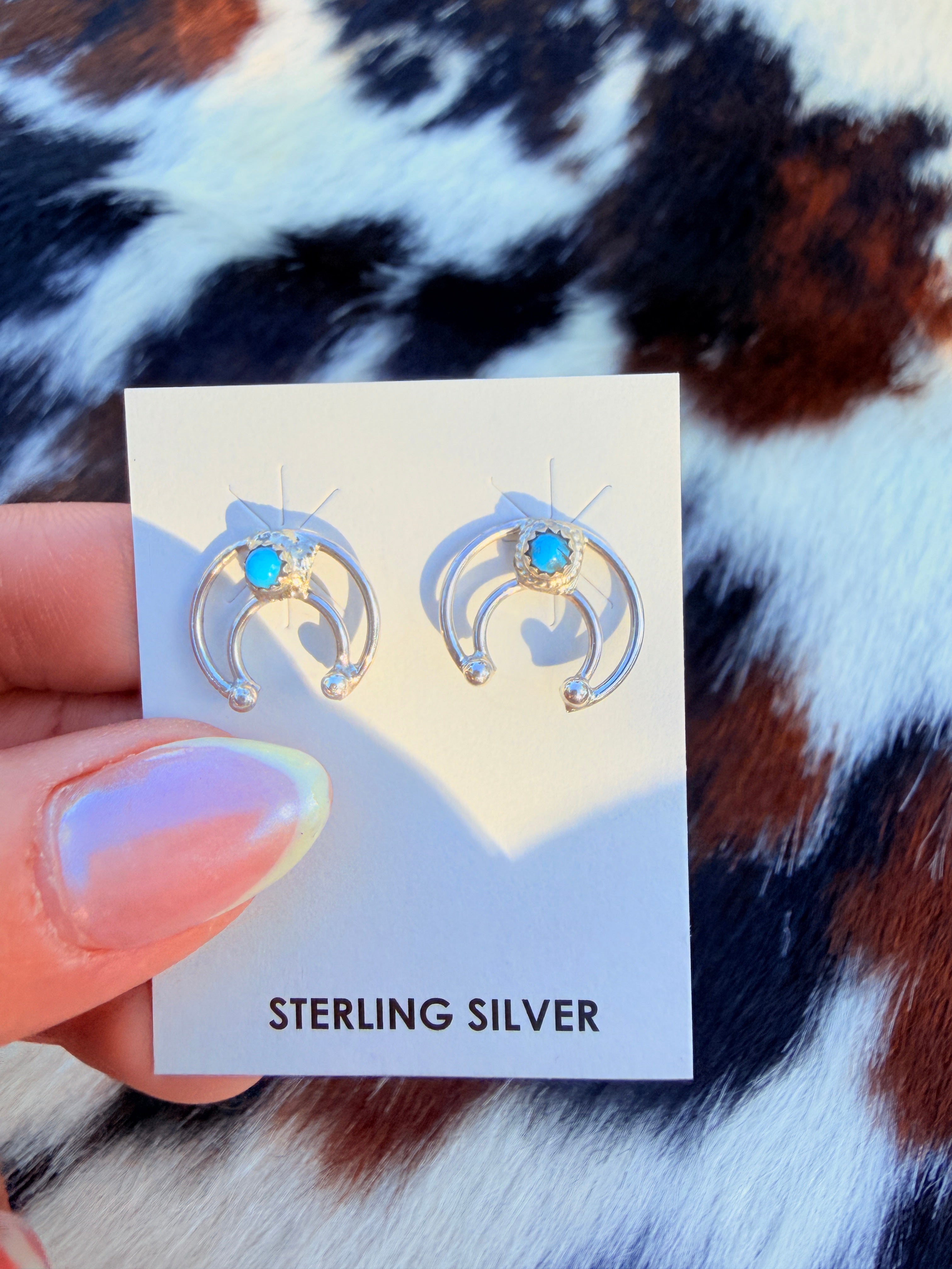 Handcrafted Sterling Silver & Turquoise Naja Stud Earrings