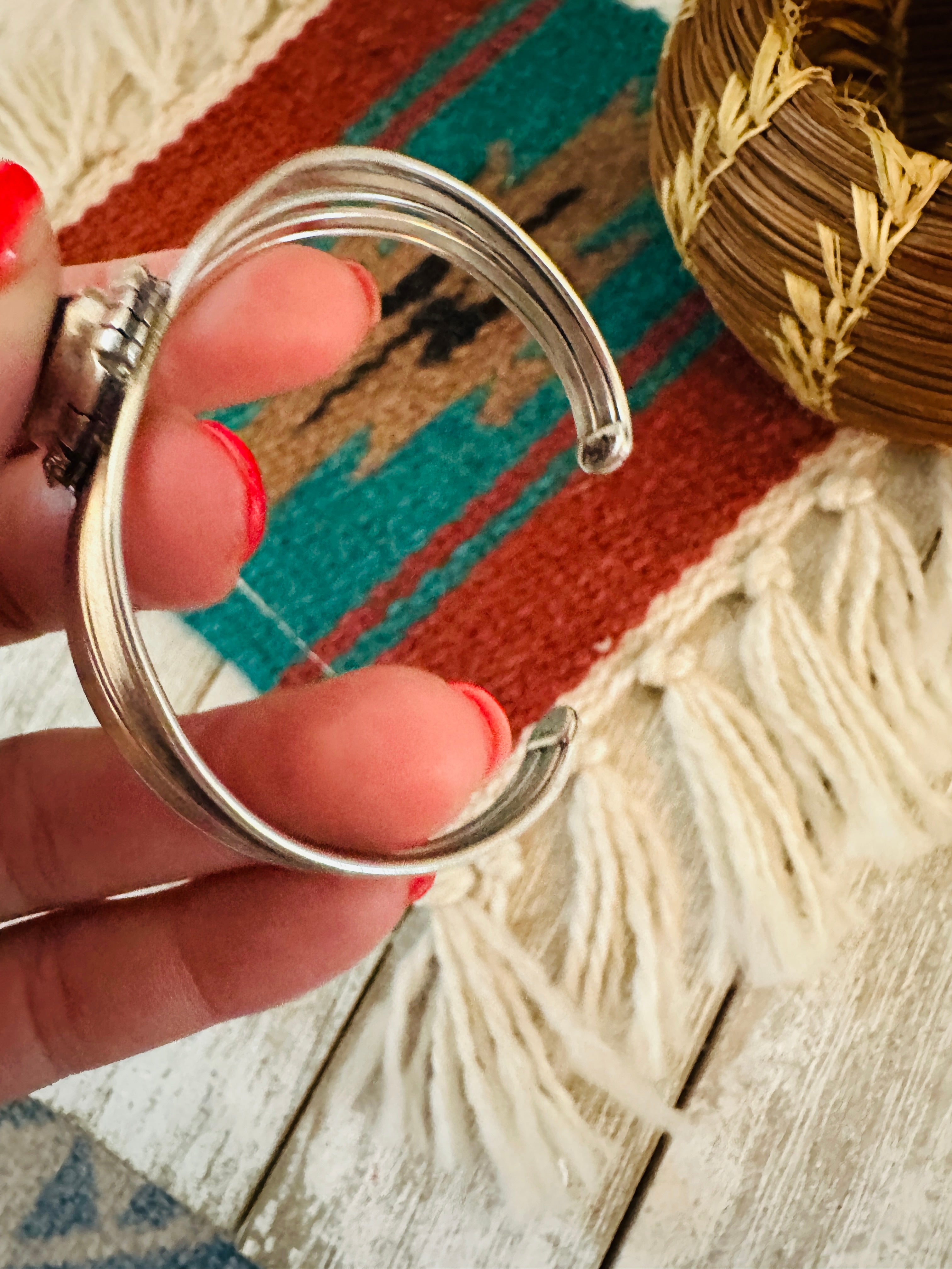 Navajo Sterling Silver & Lapis Cuff Bracelet