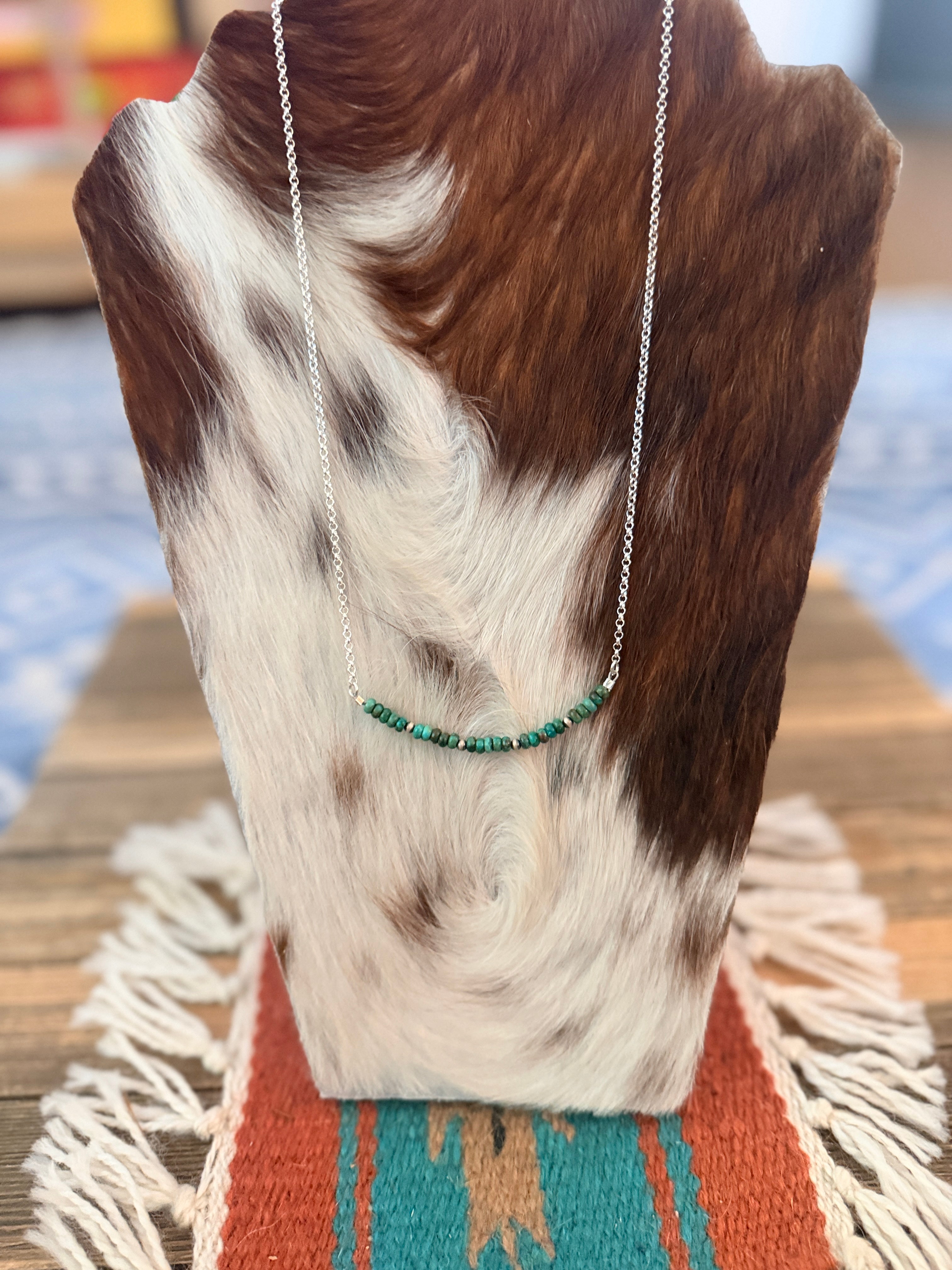 Handmade Sterling Silver & Turquoise Beaded Necklace