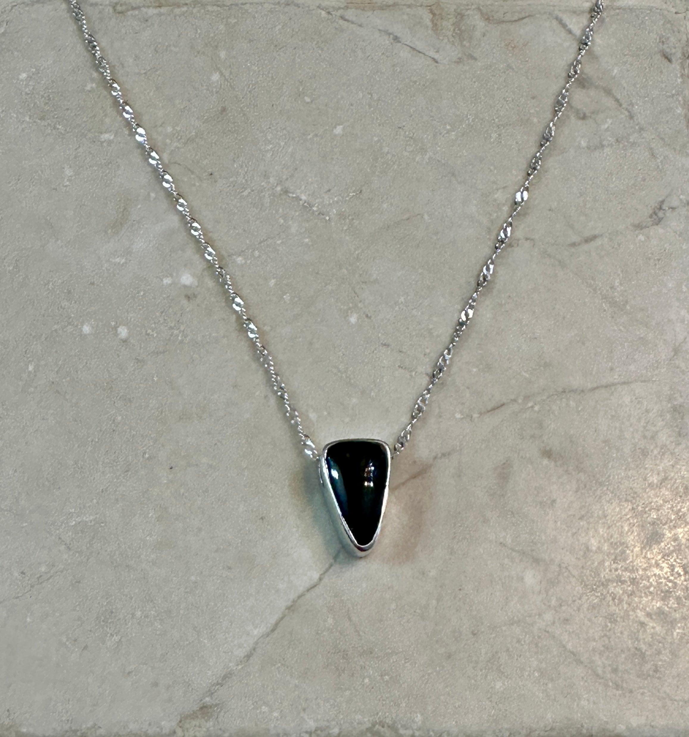 Black Onyx Triangle Necklace