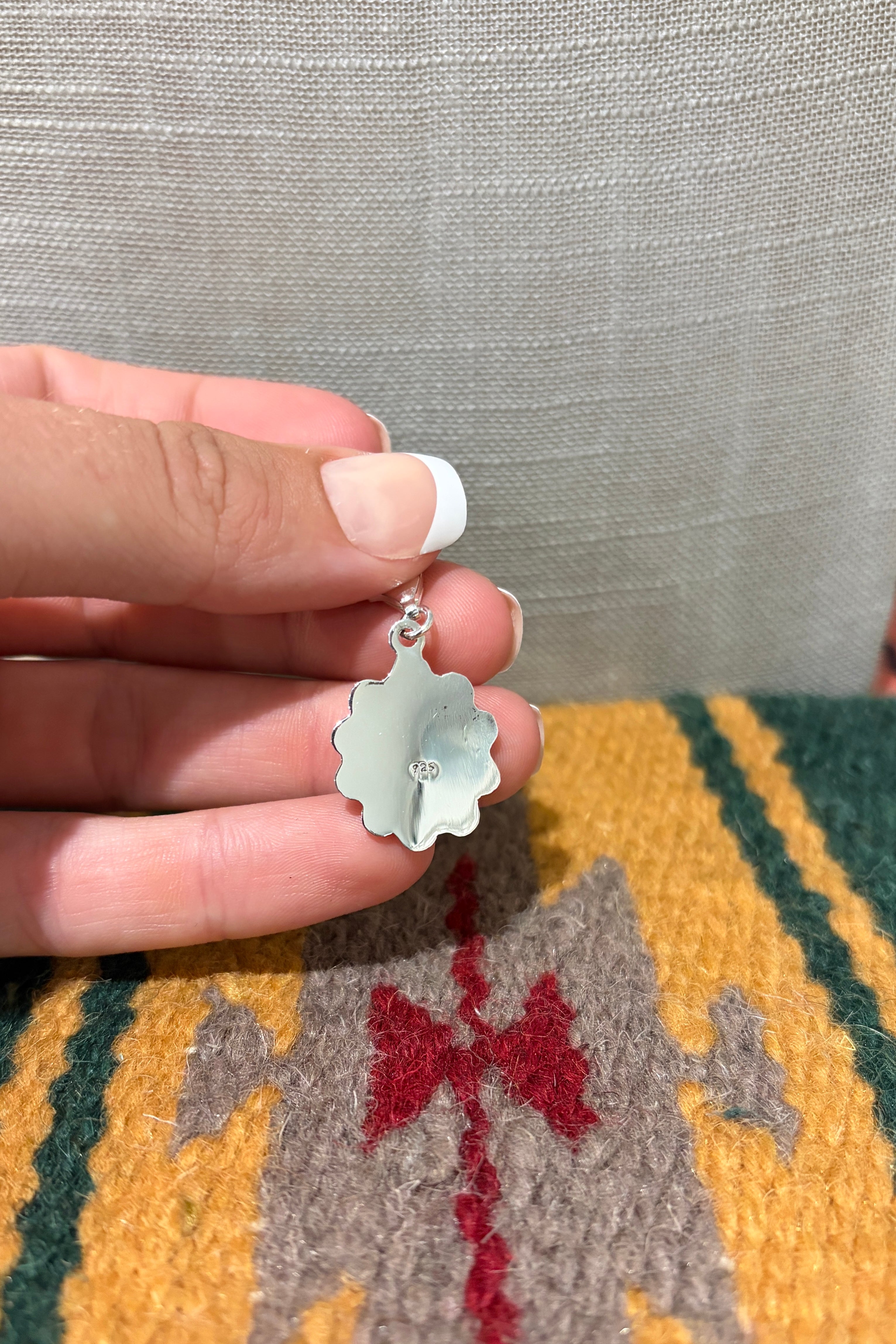 Handmade Sterling Silver And Turquoise Flower Charm