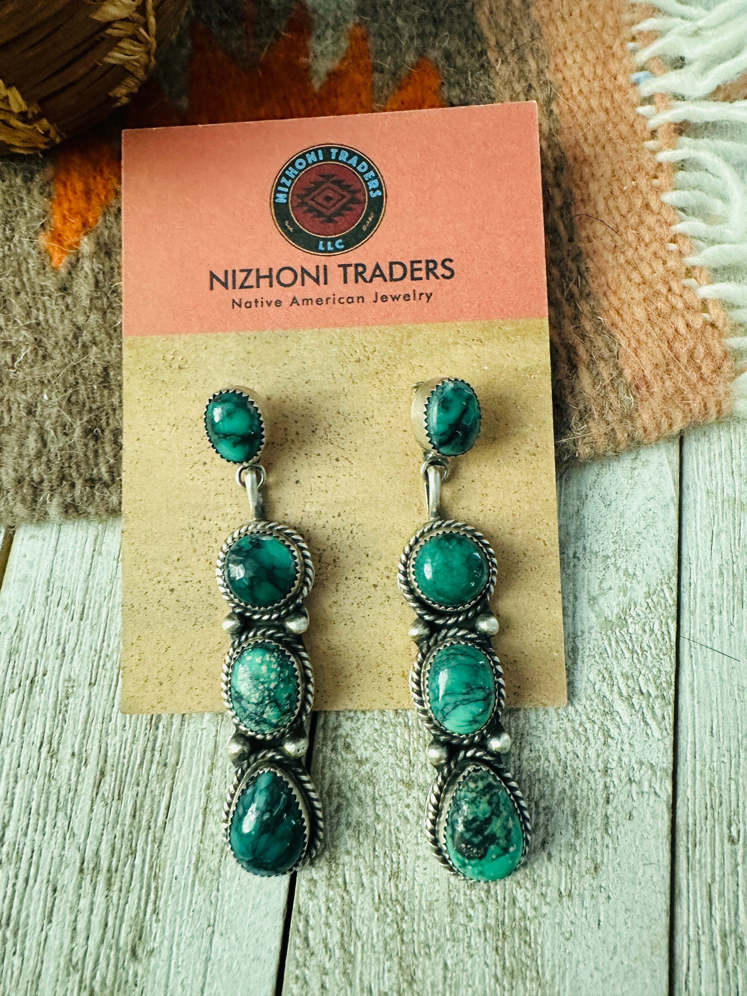 Navajo Variscite and Sterling Silver Dangle Earrings